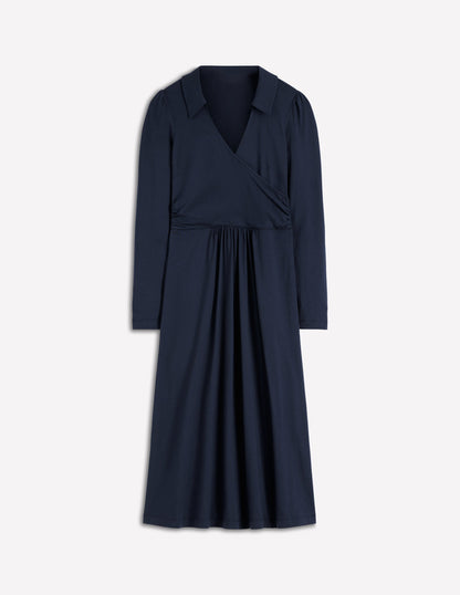 Carla Jersey Wrap Dress-Navy-6