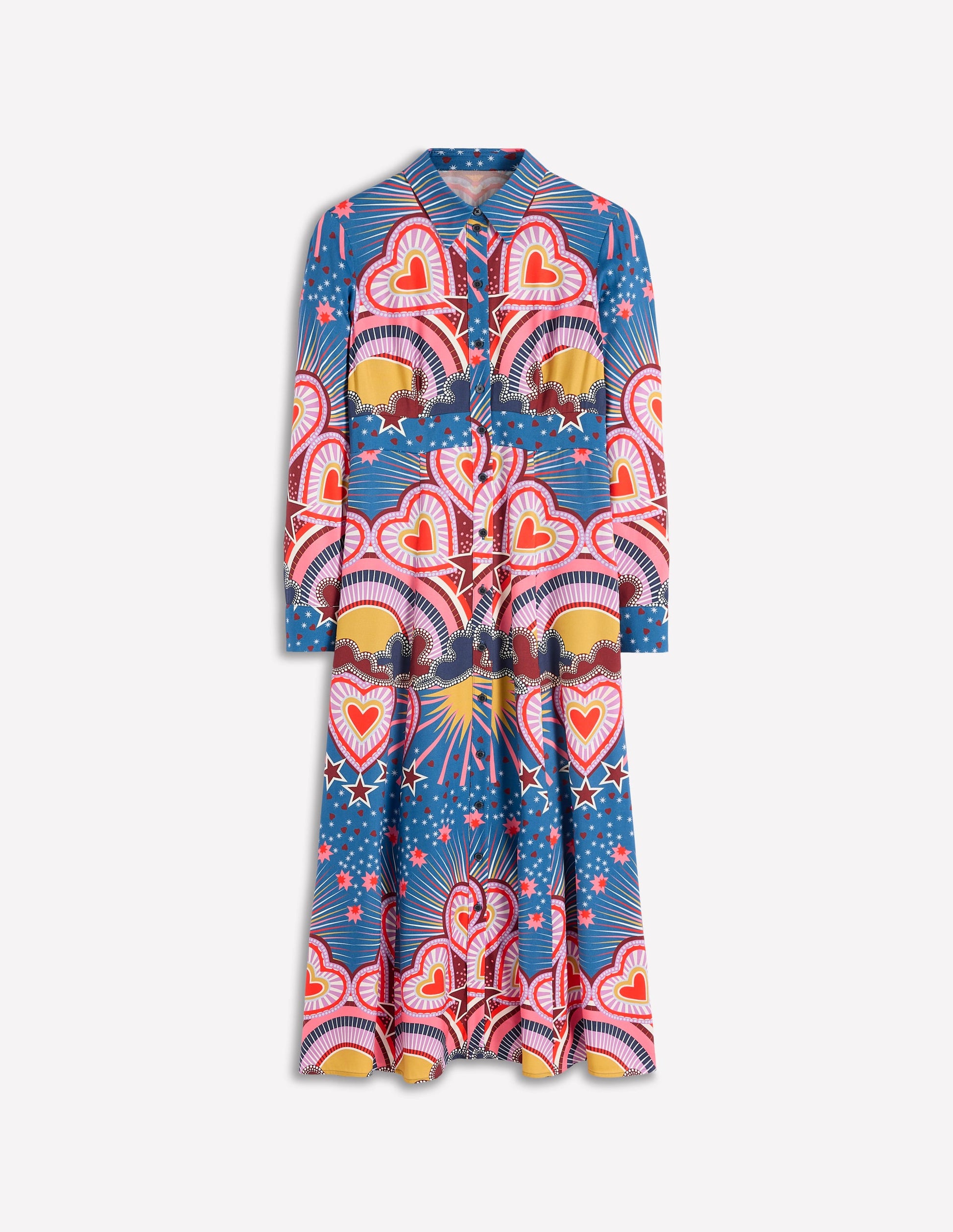 Empire Hotched Shirt Dress-Multi, Starburst Heart-4