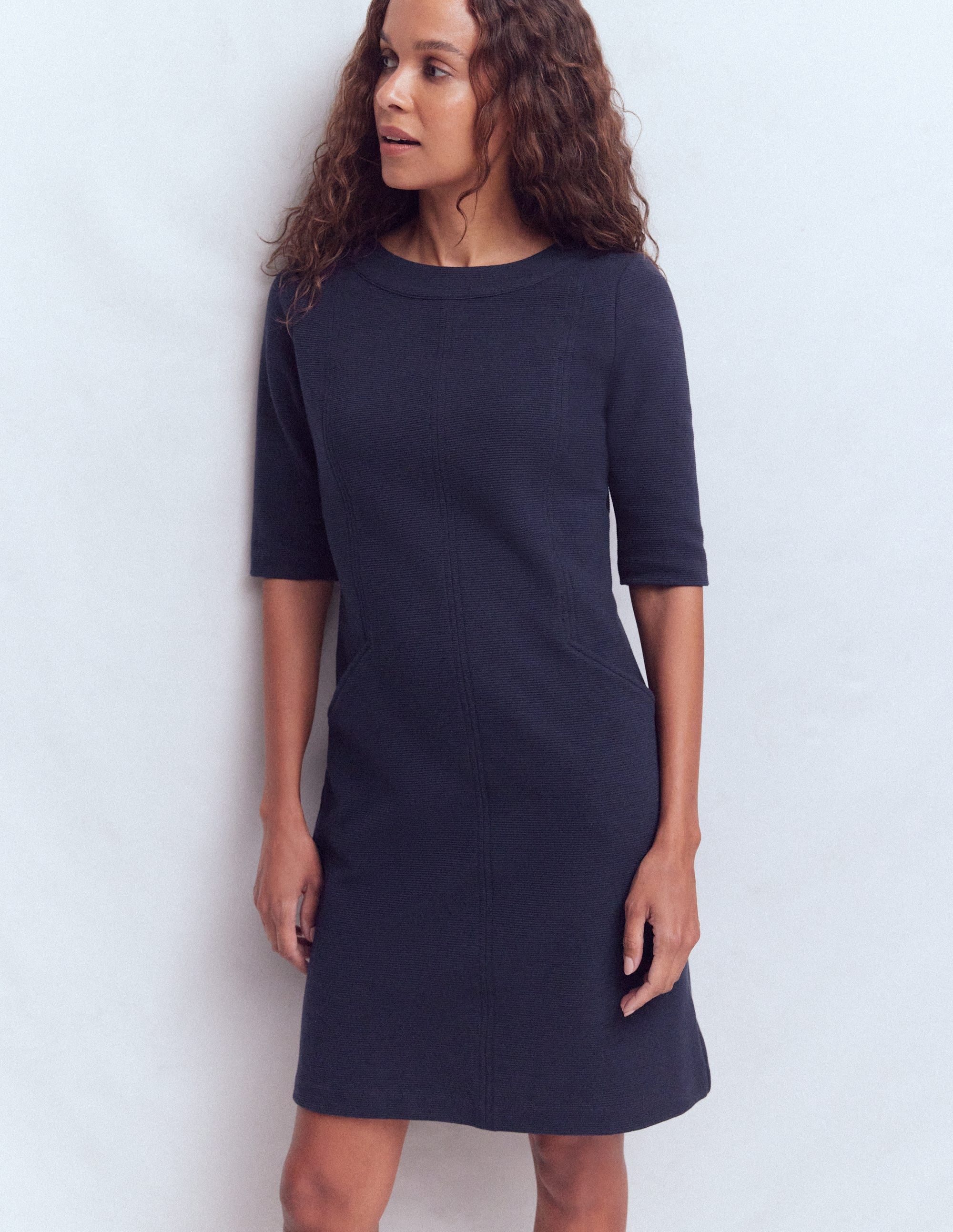 Nessa Ottoman Shift Dress-Navy - Image 1