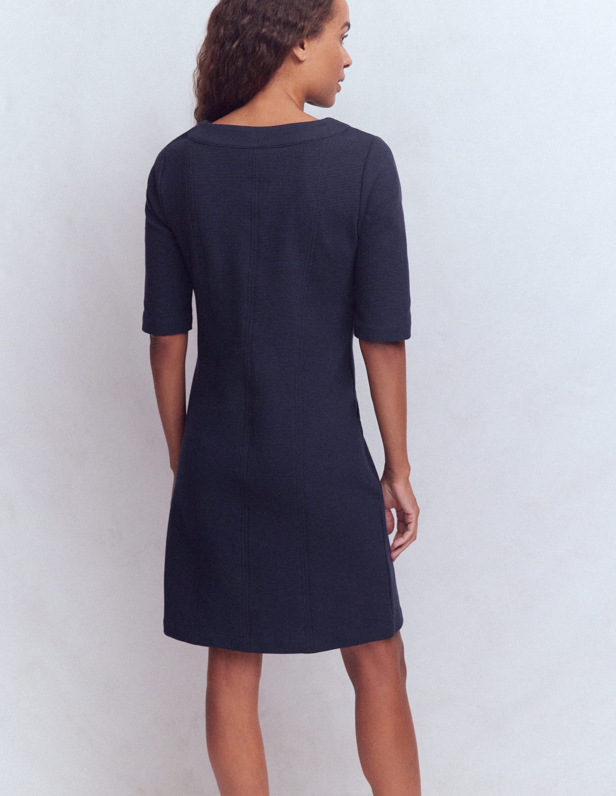 Nessa Ottoman Shift Dress-Navy - Image 3