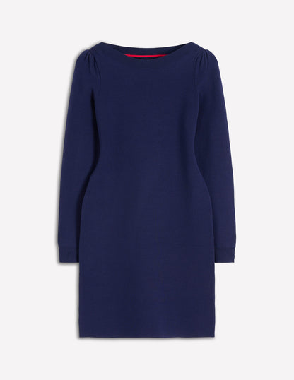Tiana Tie Front Knitted Dress-Navy-6