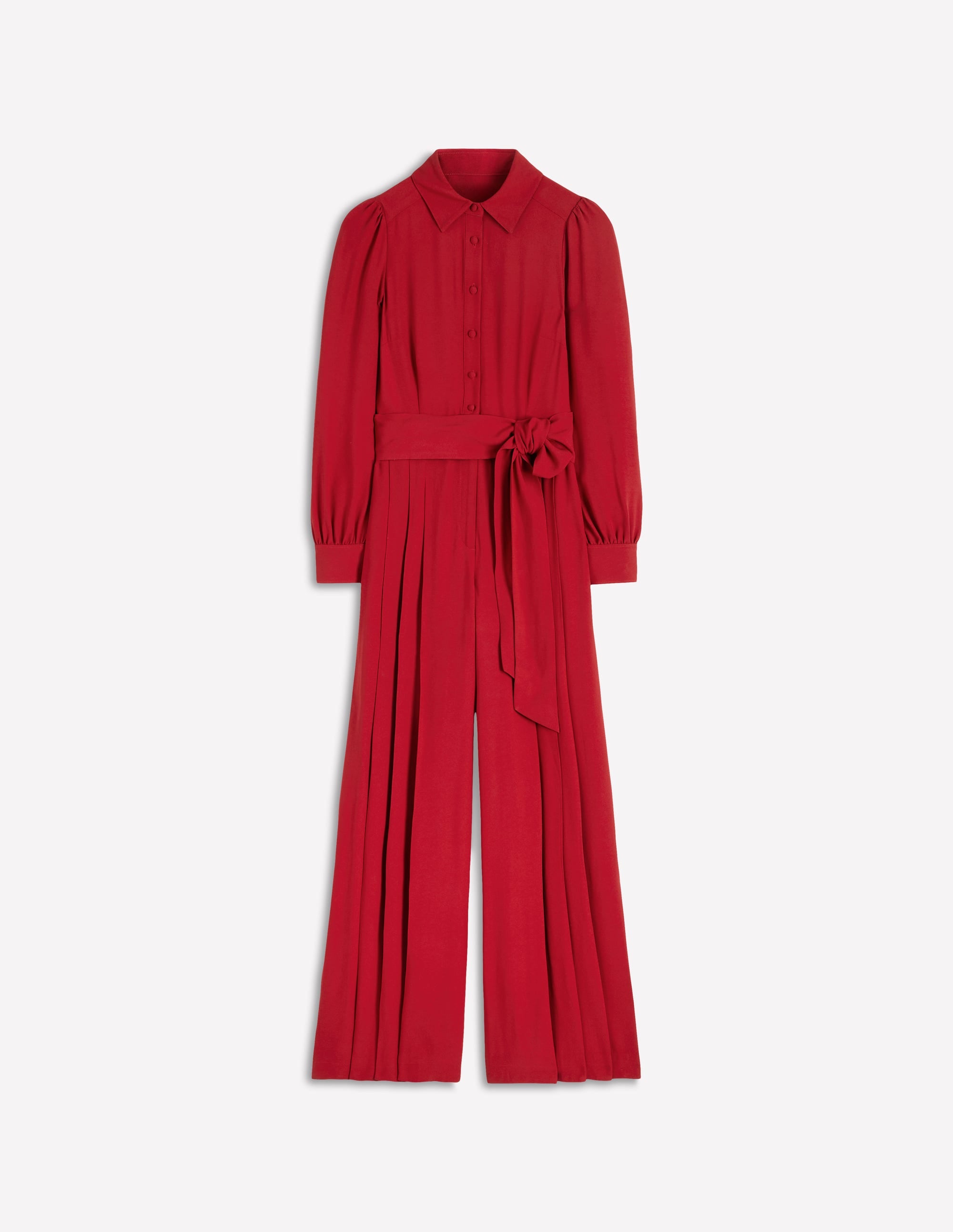 Button Up Palazzo Jumpsuit-Red - Image 6