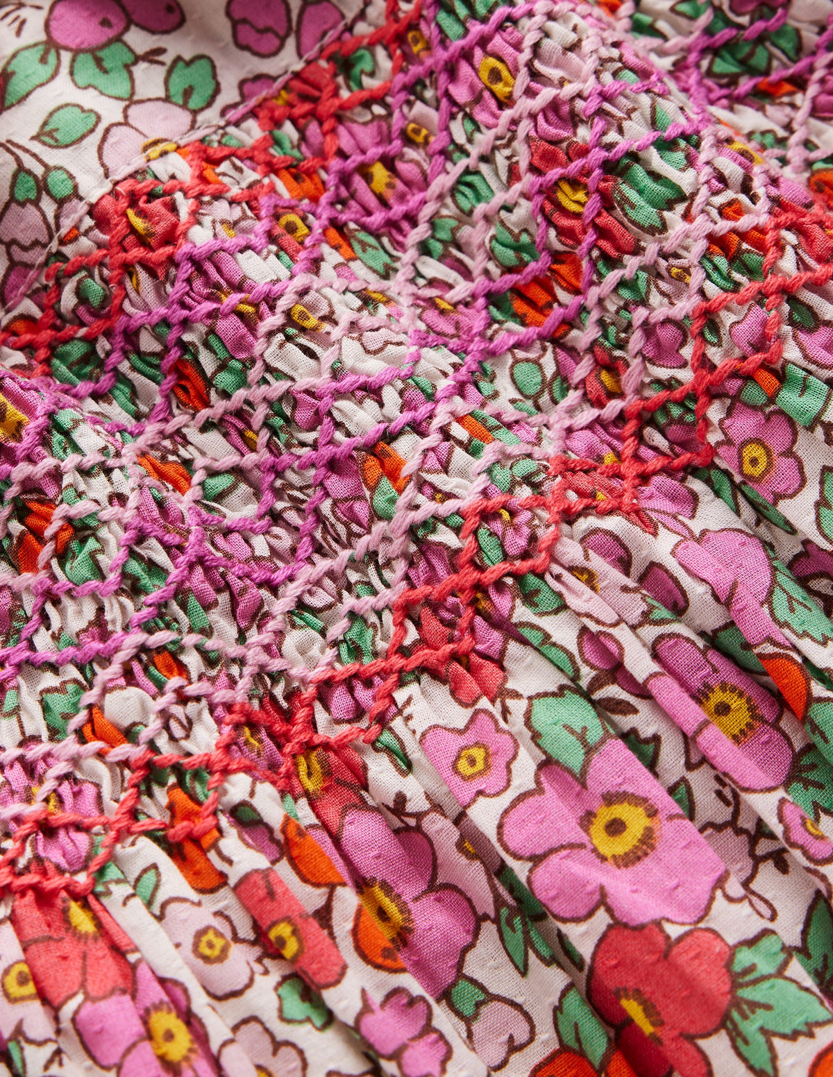 Adeline Smocked Dress-Pink Apple Blossom Floral - Image 3