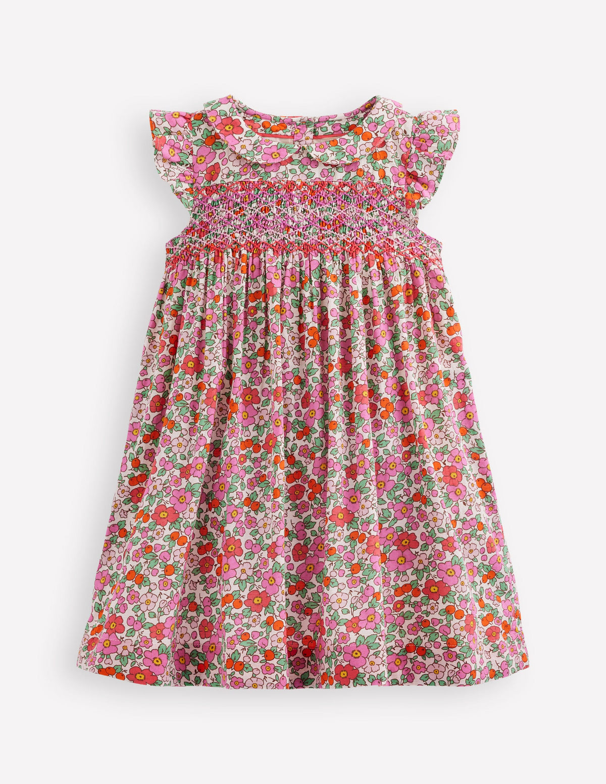 Adeline Smocked Dress-Pink Apple Blossom Floral - Image 1