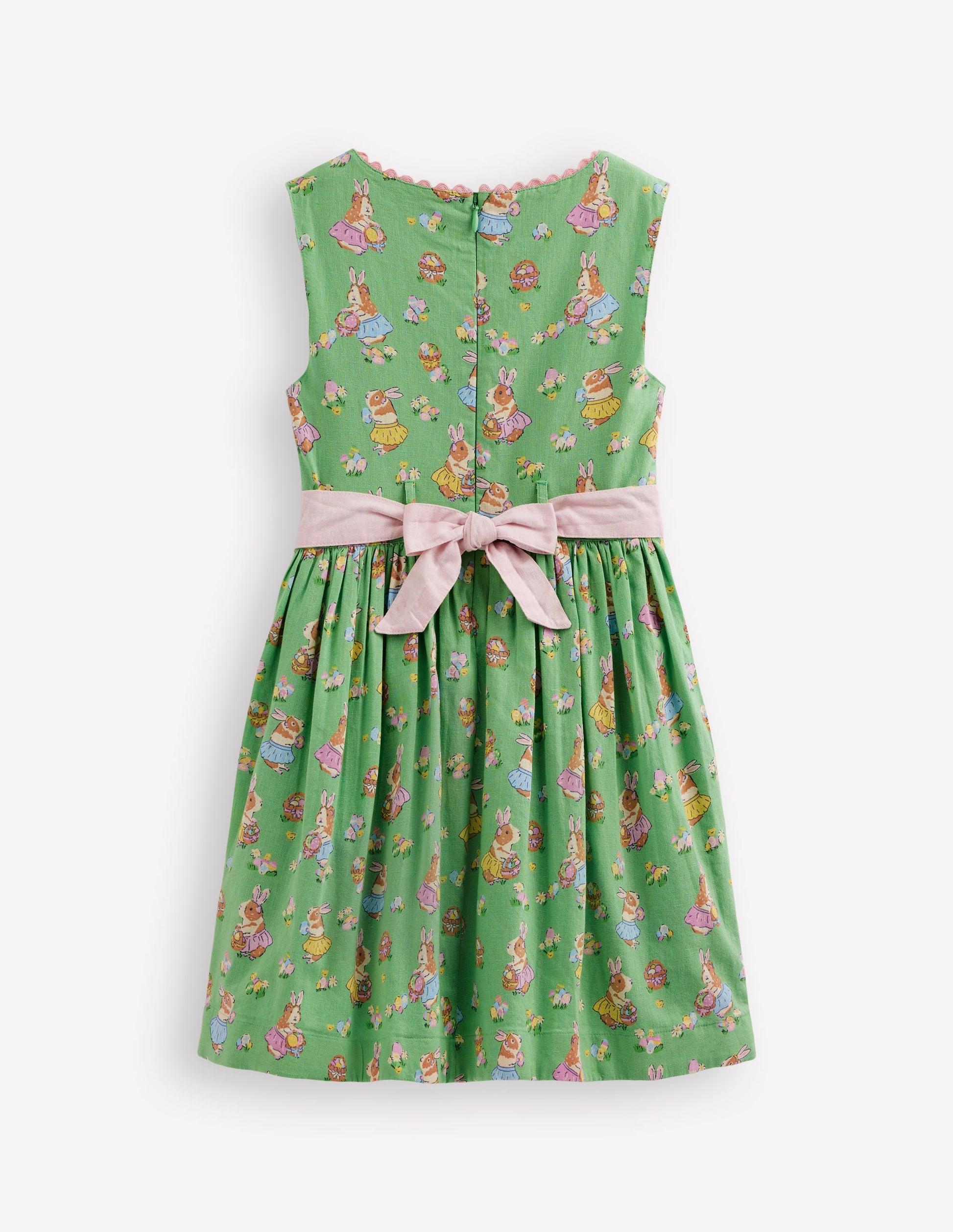 Cotton Linen Vintage Dress-Green Easter Guinea Pigs-2