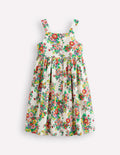 Remy Button Through Dress-Ivory Flower Bunch