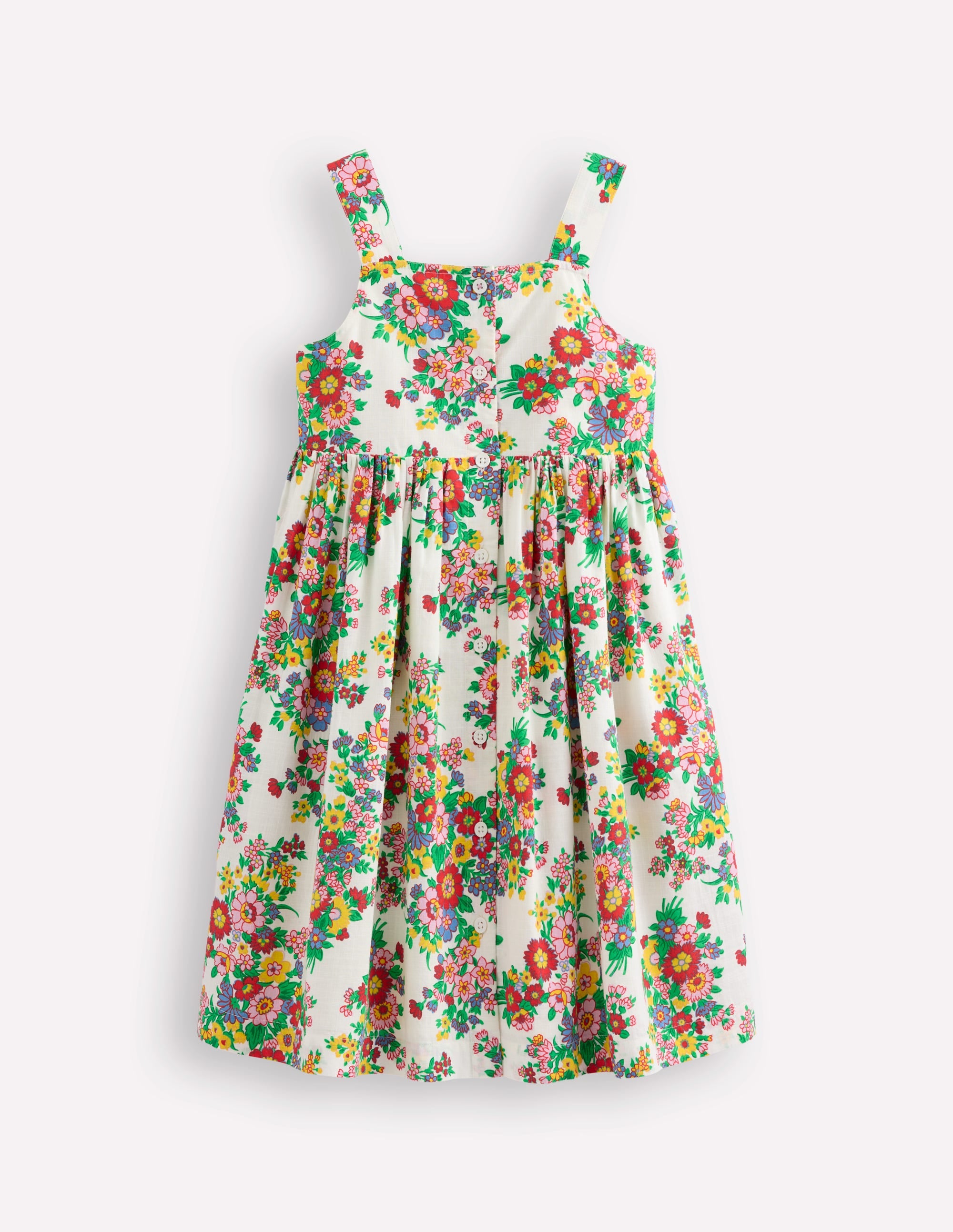 Remy Button Through Dress-Ivory Flower Bunch - Image 1