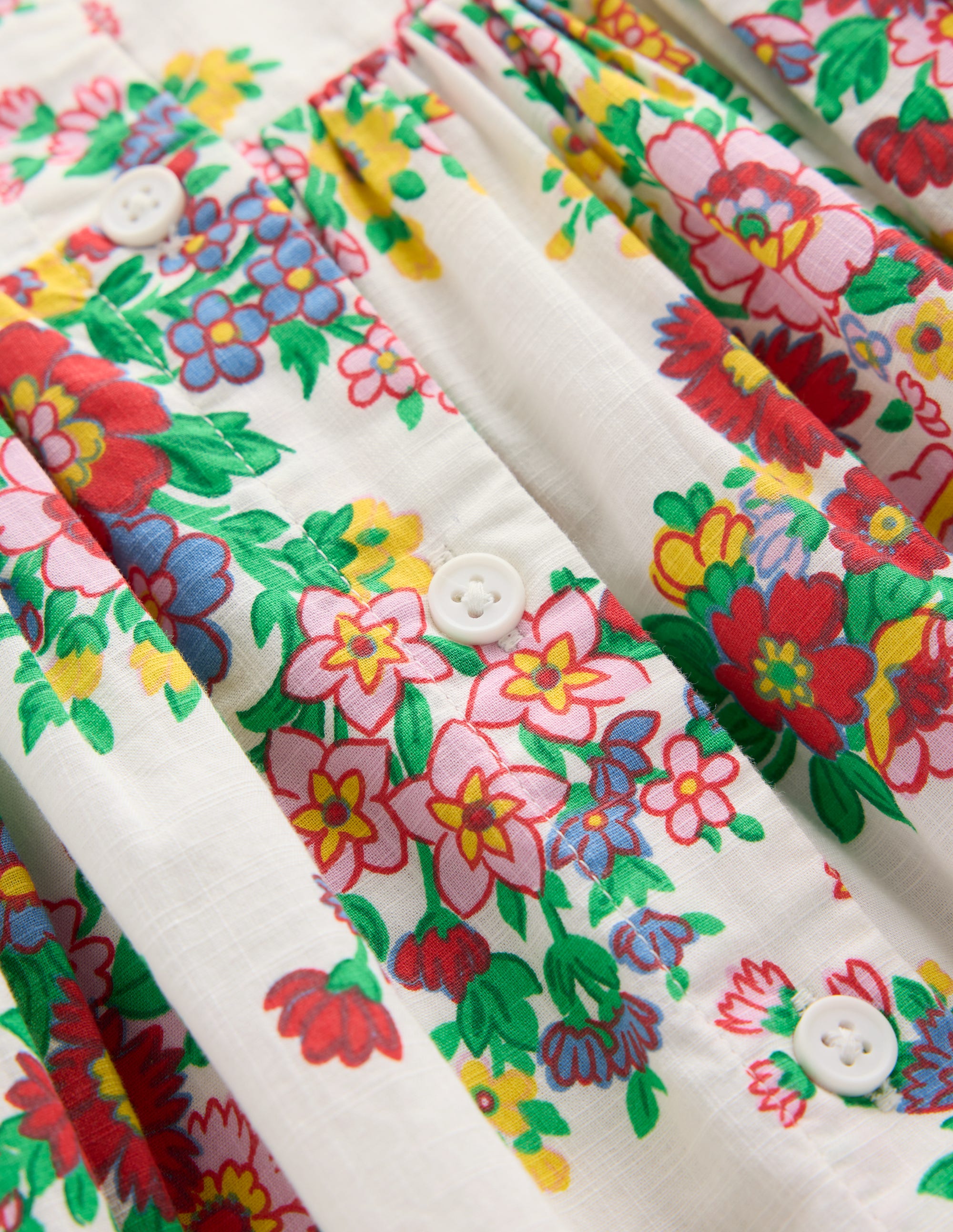 Remy Button Through Dress-Ivory Flower Bunch - Image 3