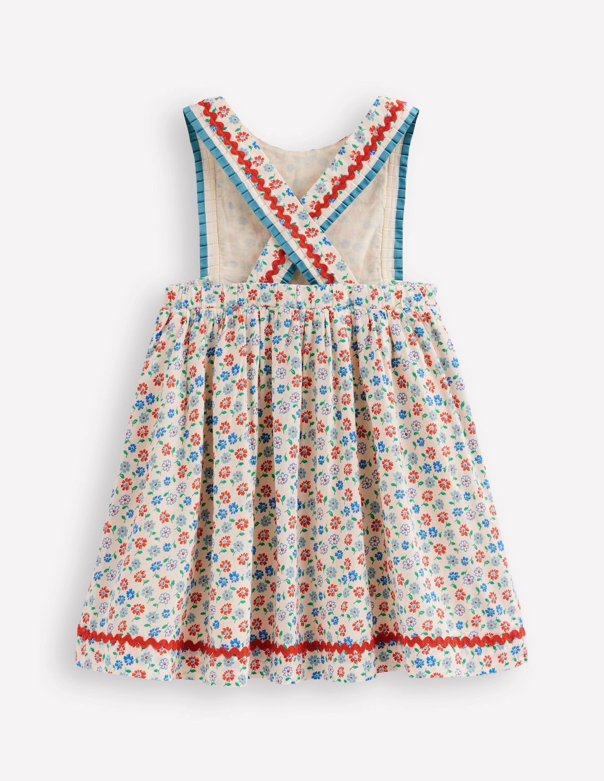 Pinafore Dress-Vanilla White Vintage Daisy - Image 2
