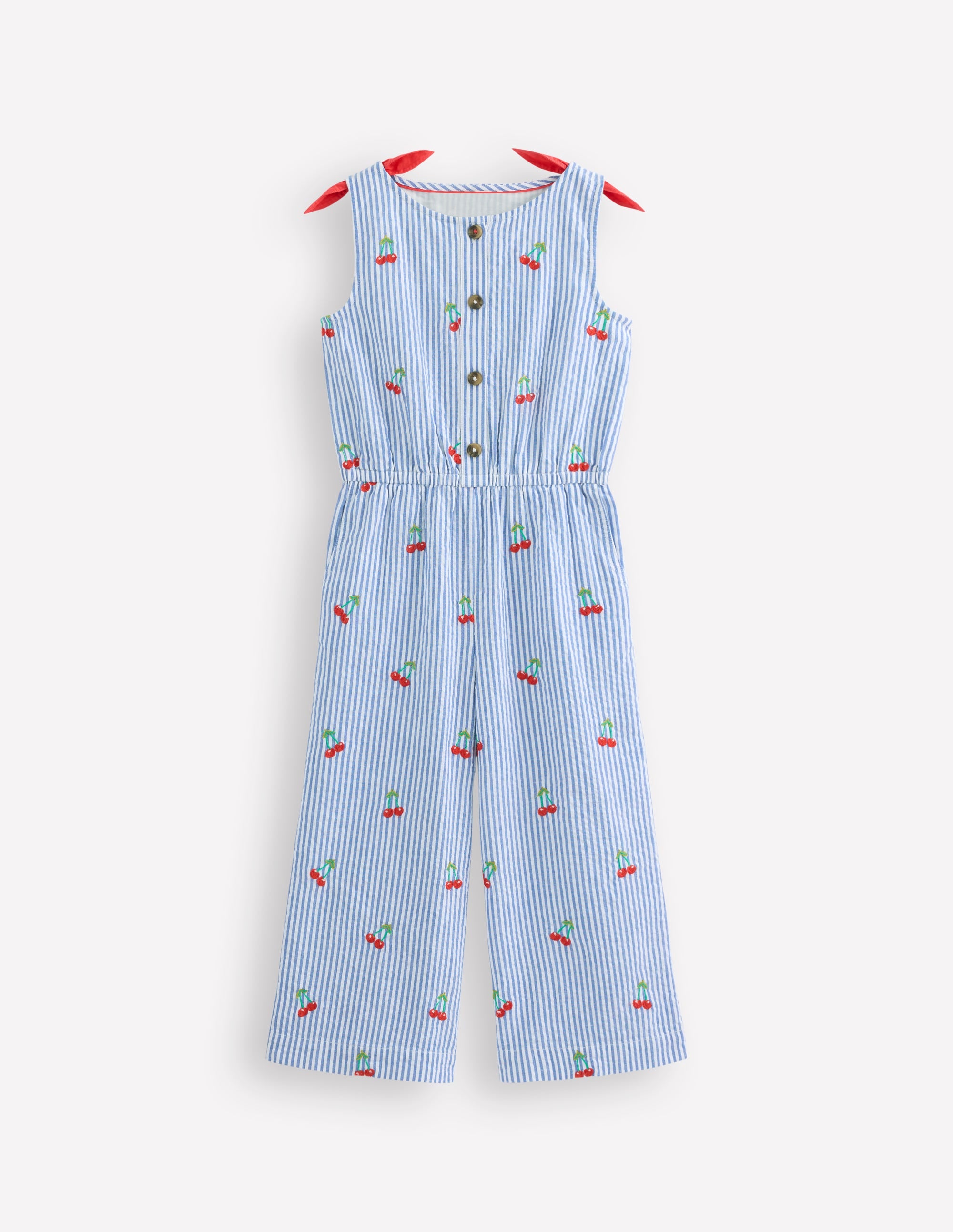 Wide Leg Jumpsuit-Cherry Embroidery - Image 1