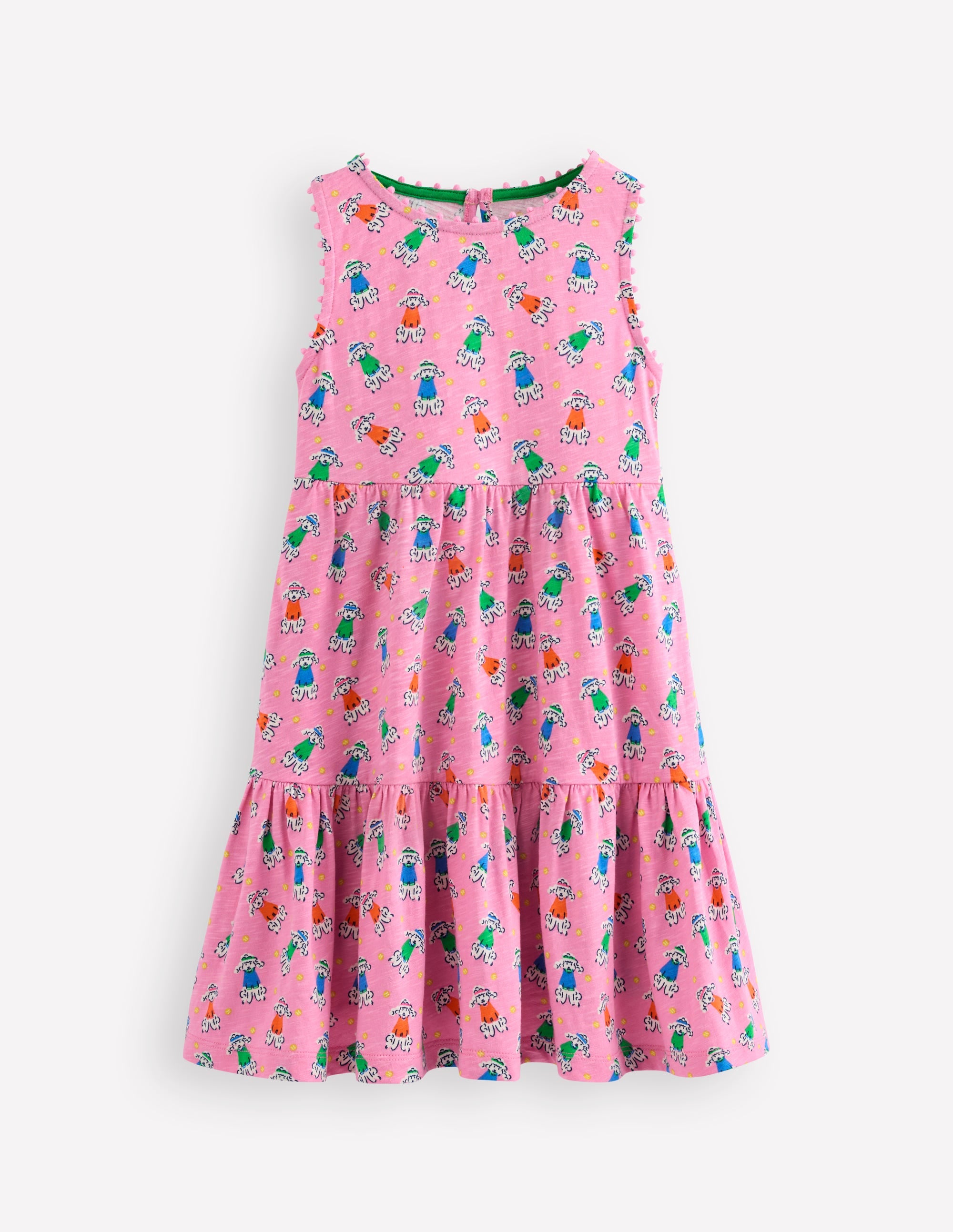 Ali Pom Trim Jersey Dress-Cosmos Pink Sporty Poodle - Image 1