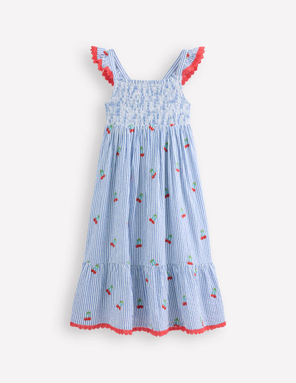 Luella Frill Maxi Sundress-Blue/White Cherries-1