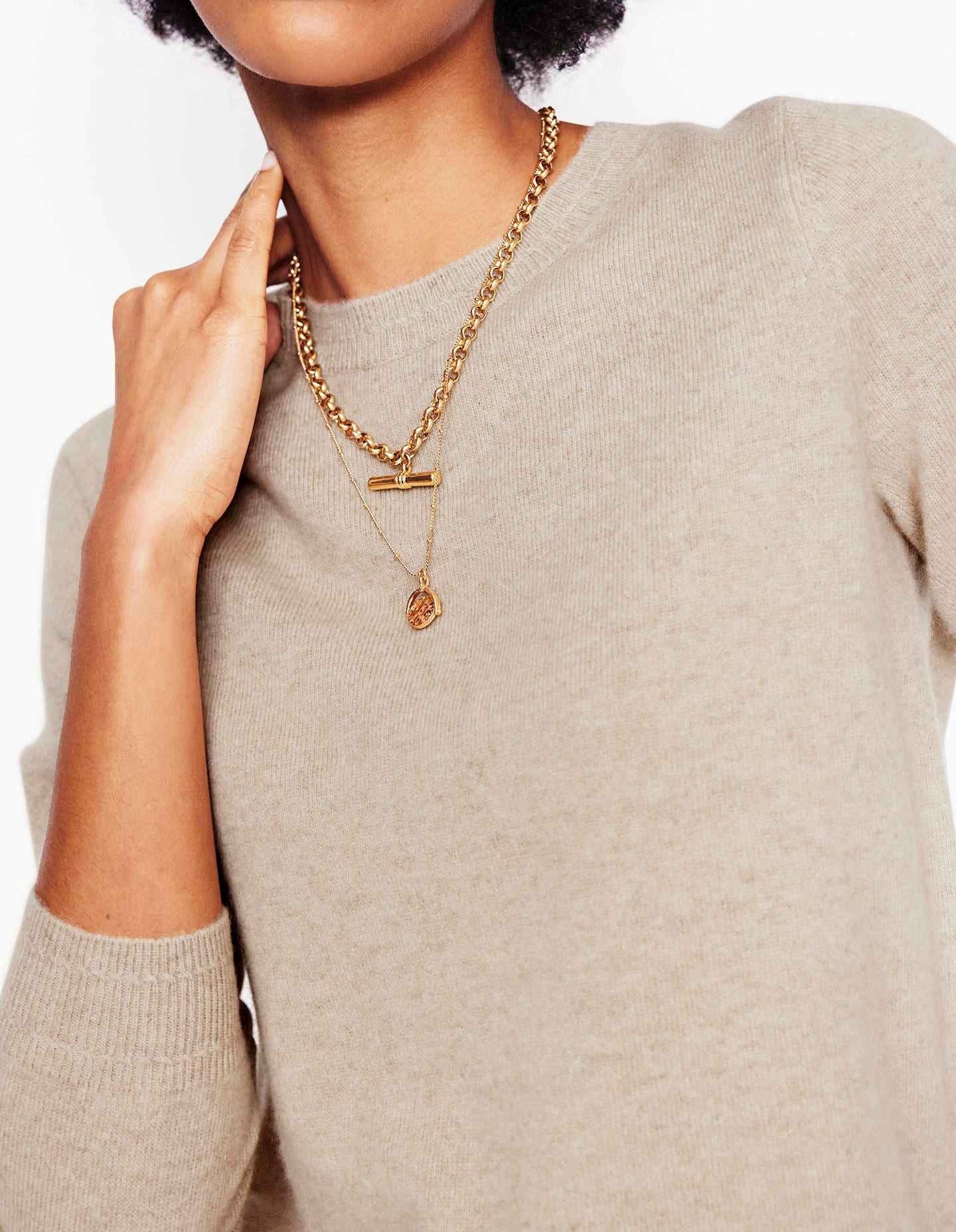 Eva Cashmere Crew Neck Jumper-Chinchilla Melange-3