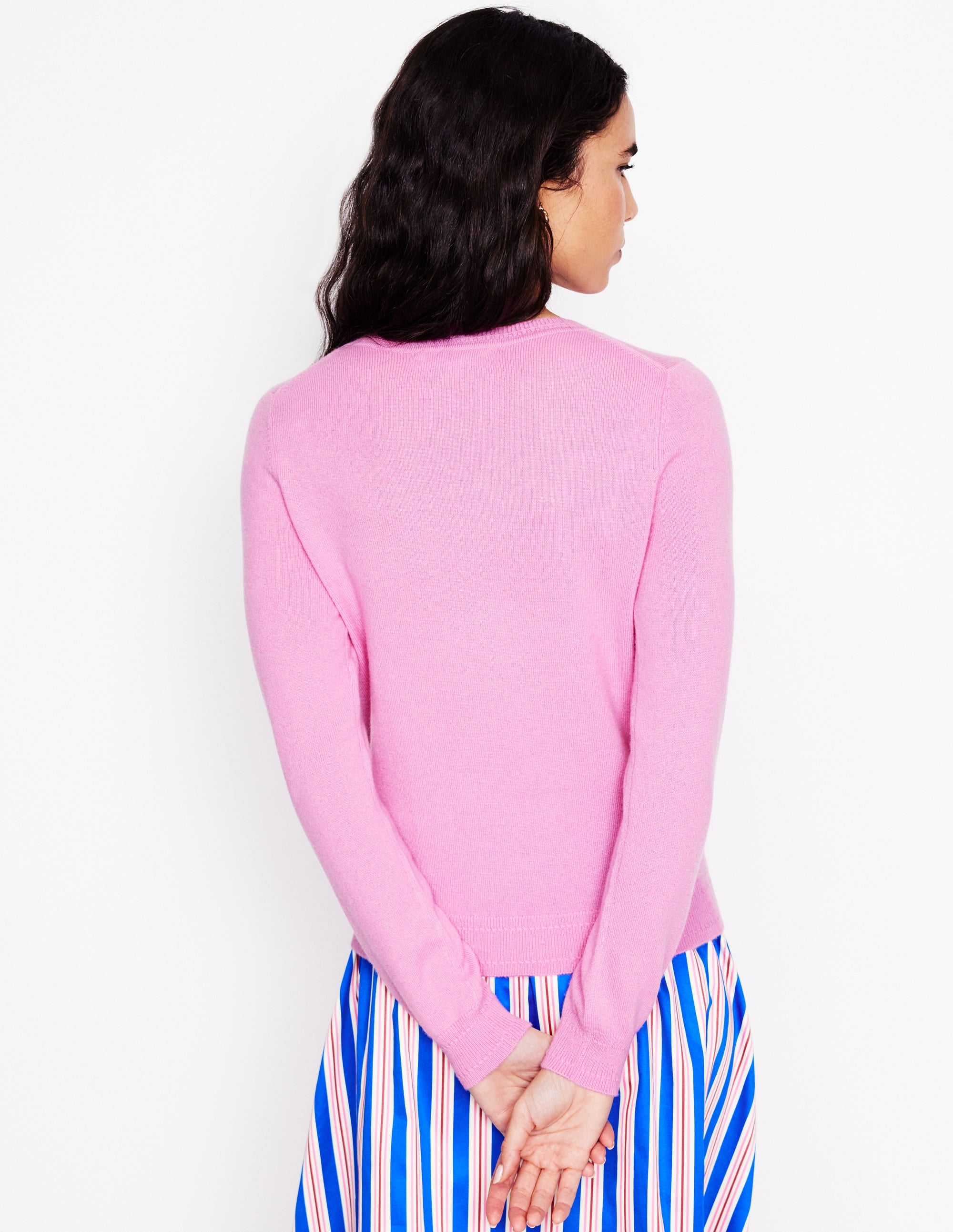 Eva Cashmere Crew Neck Jumper-Meadowsweet Pink - Image 3