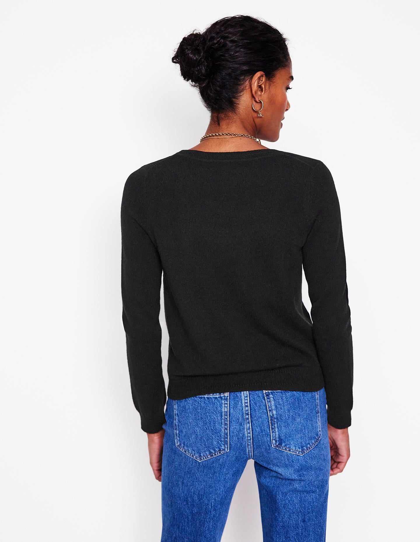 Eva Cashmere V-neck Jumper-Black - Image 3