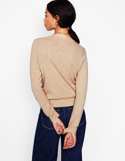 Eva Cashmere V-neck Jumper-Chinchilla Melange-3