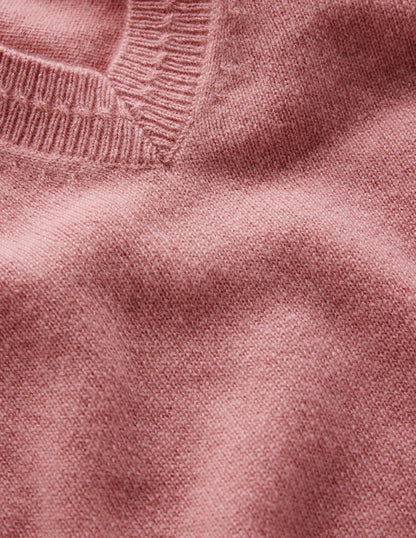 Eva Cashmere V-neck Jumper-Camelia Pink-7