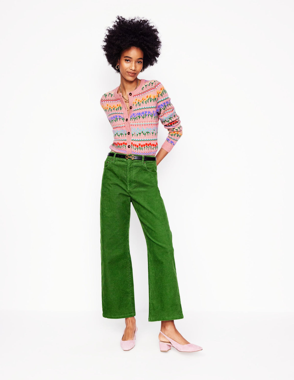 Edie Fair Isle Cardigan-Meadowsweet Pink, Flowers - Image 4