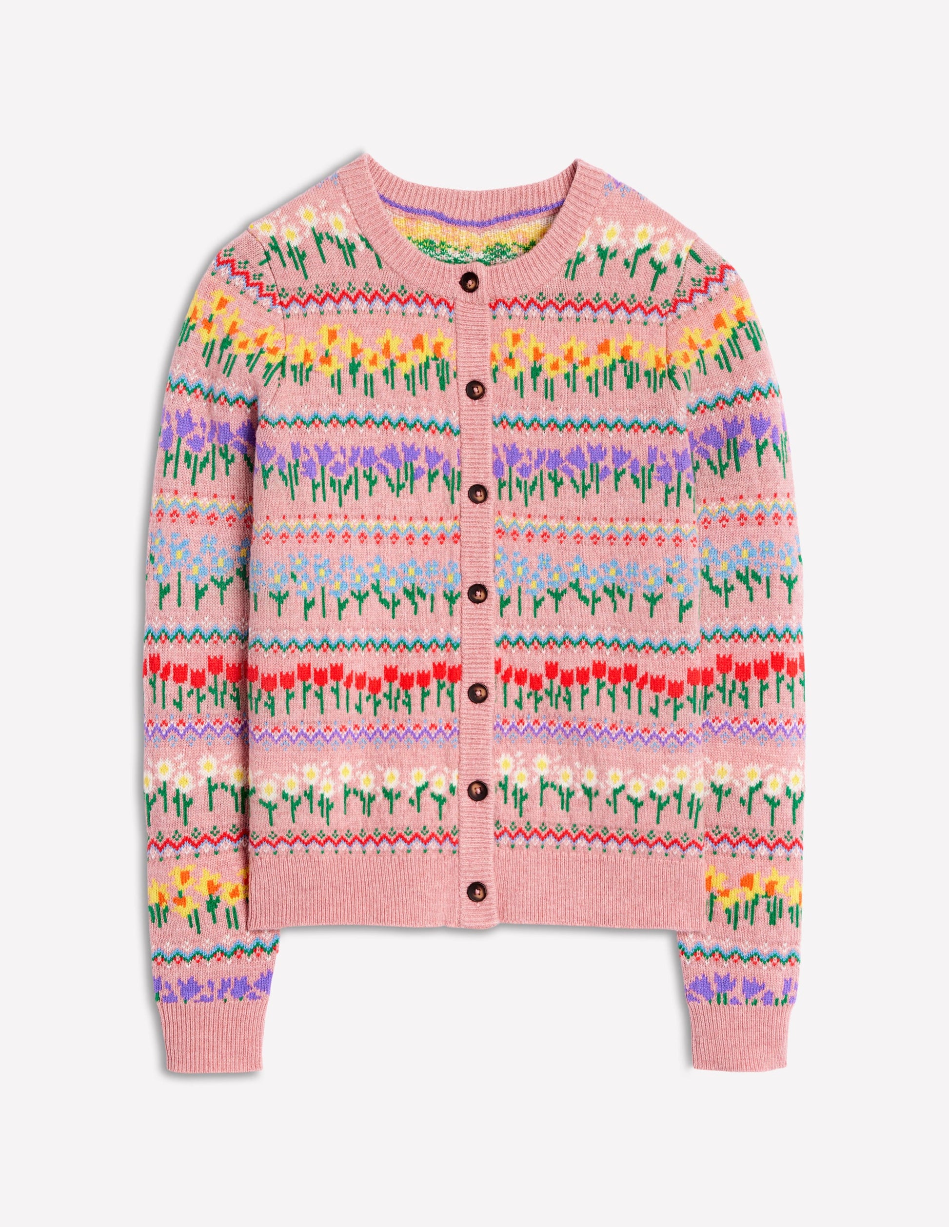 Edie Fair Isle Cardigan-Meadowsweet Pink, Flowers-9