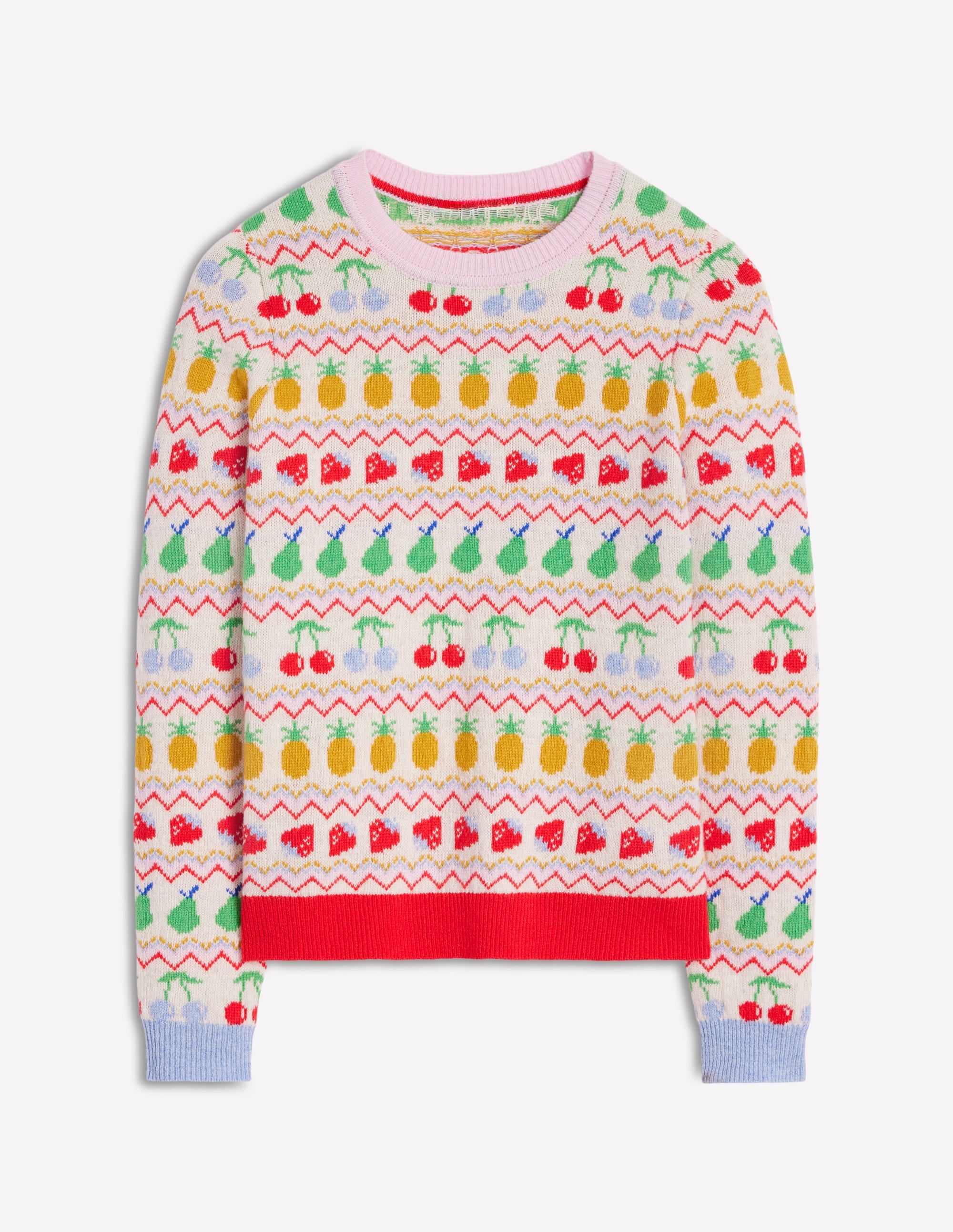 Edie Fair Isle Jumper-Ecru Marl, Fruit - Image 8