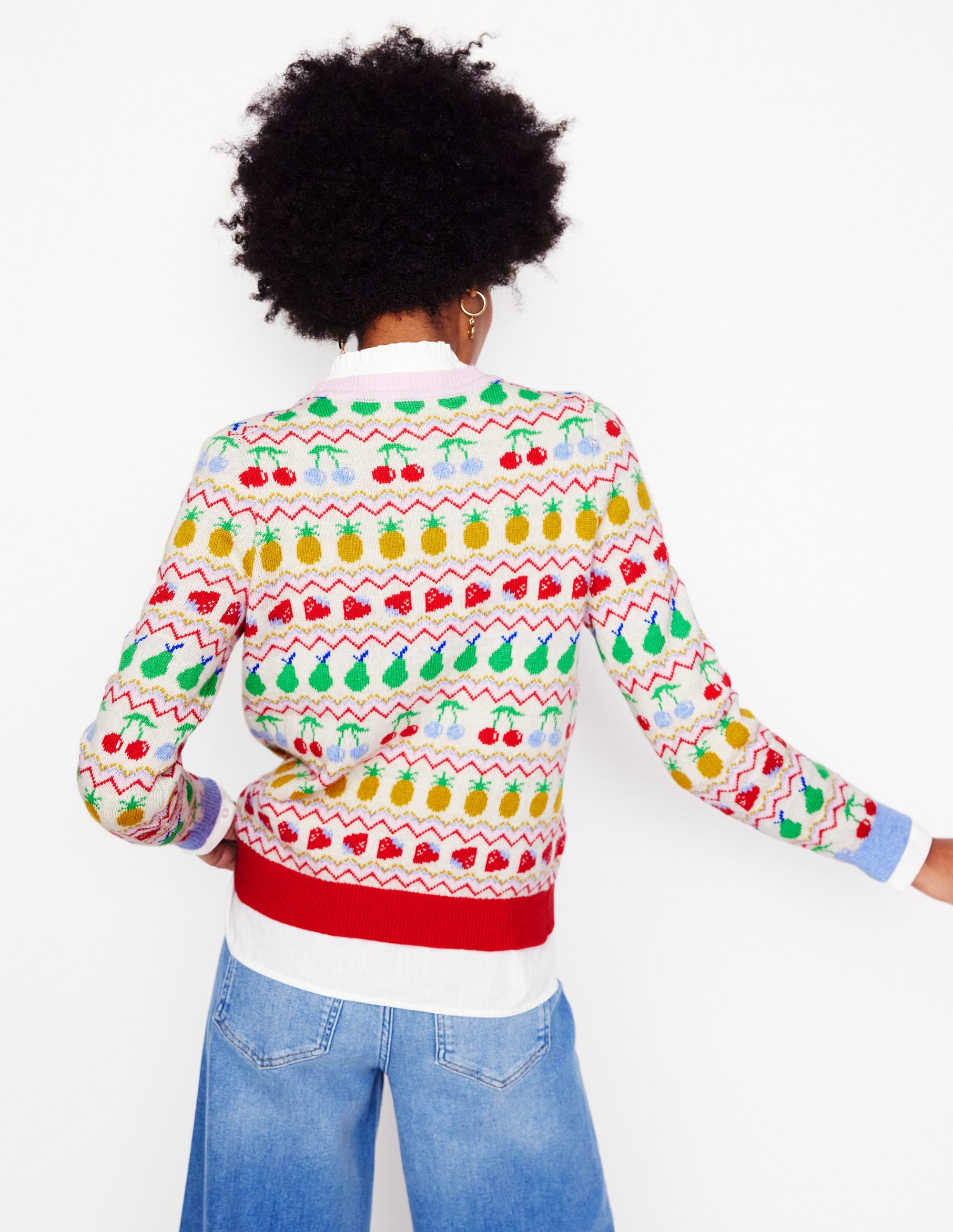 Edie Fair Isle Jumper-Ecru Marl, Fruit - Image 2