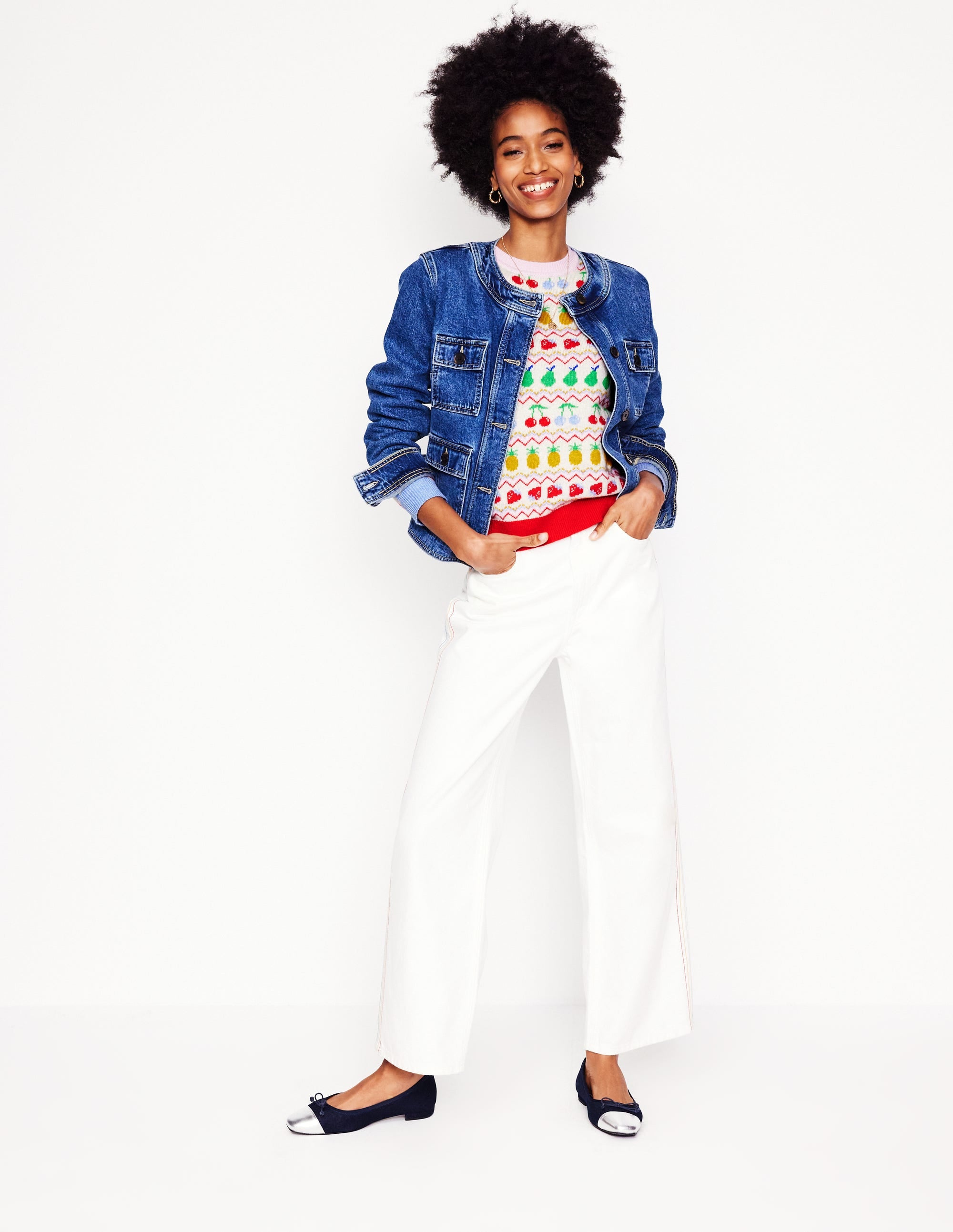 Edie Fair Isle Jumper-Ecru Marl, Fruit - Image 6