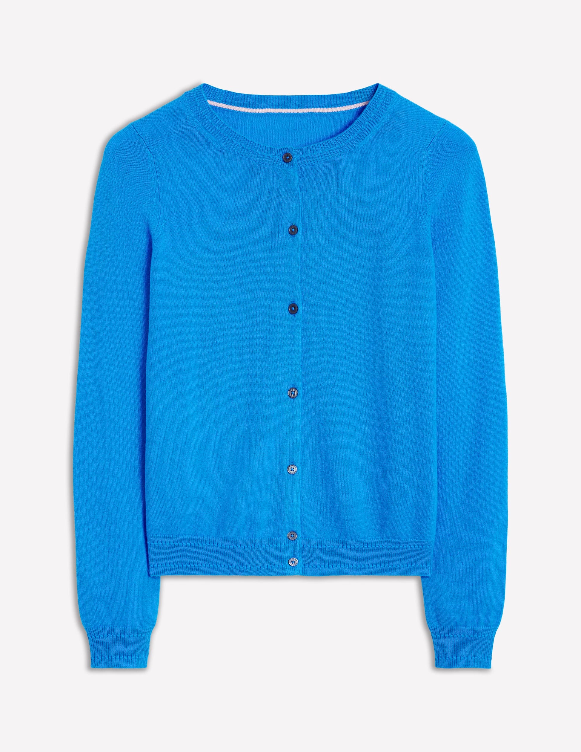 Eva Cashmere Crew Cardigan-Cerulean Blue-5