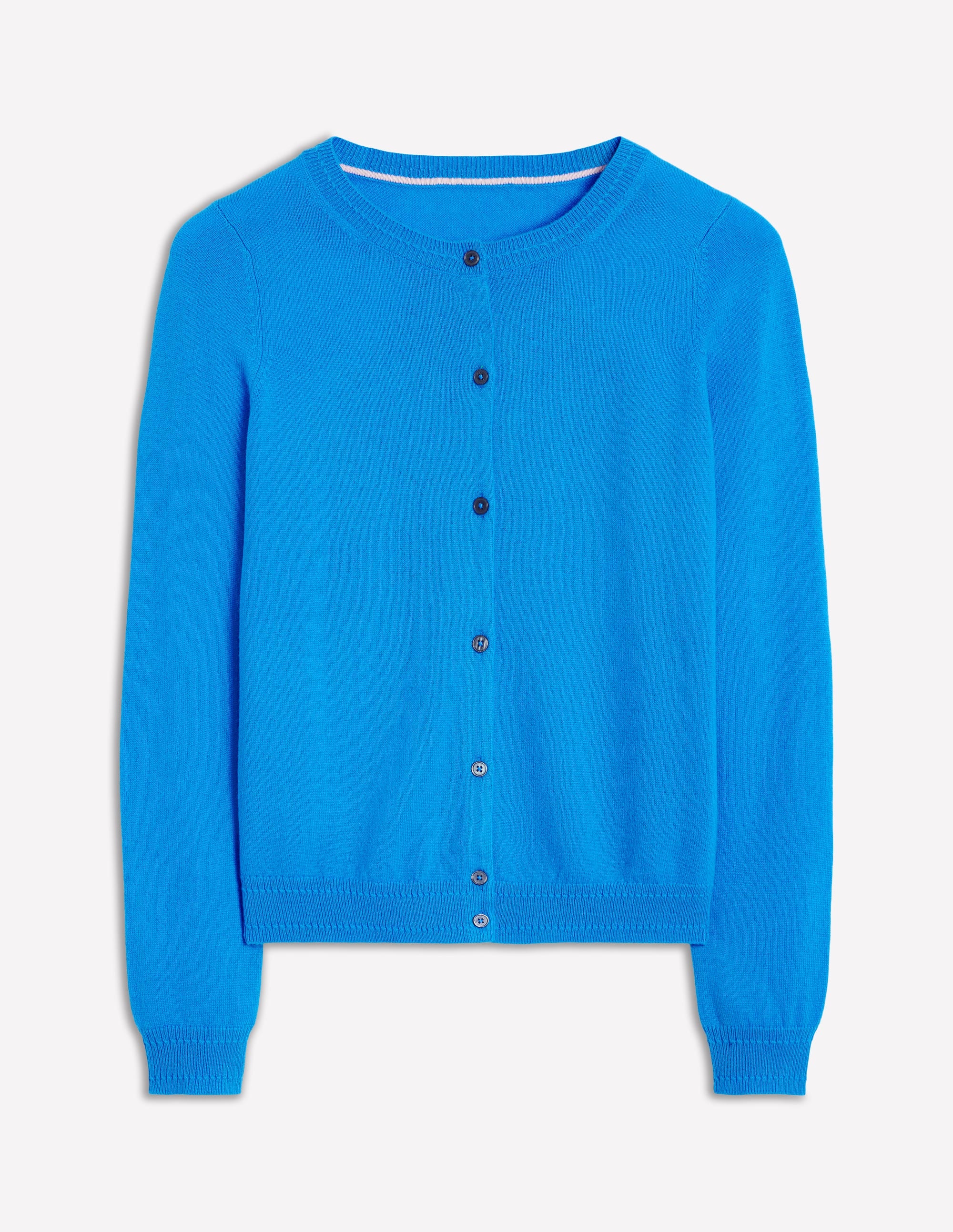 Eva Cashmere Crew Cardigan-Cerulean Blue - Image 5