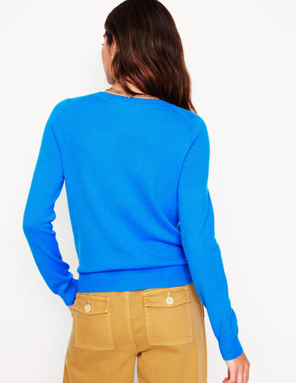Eva Cashmere Crew Cardigan-Cerulean Blue-3