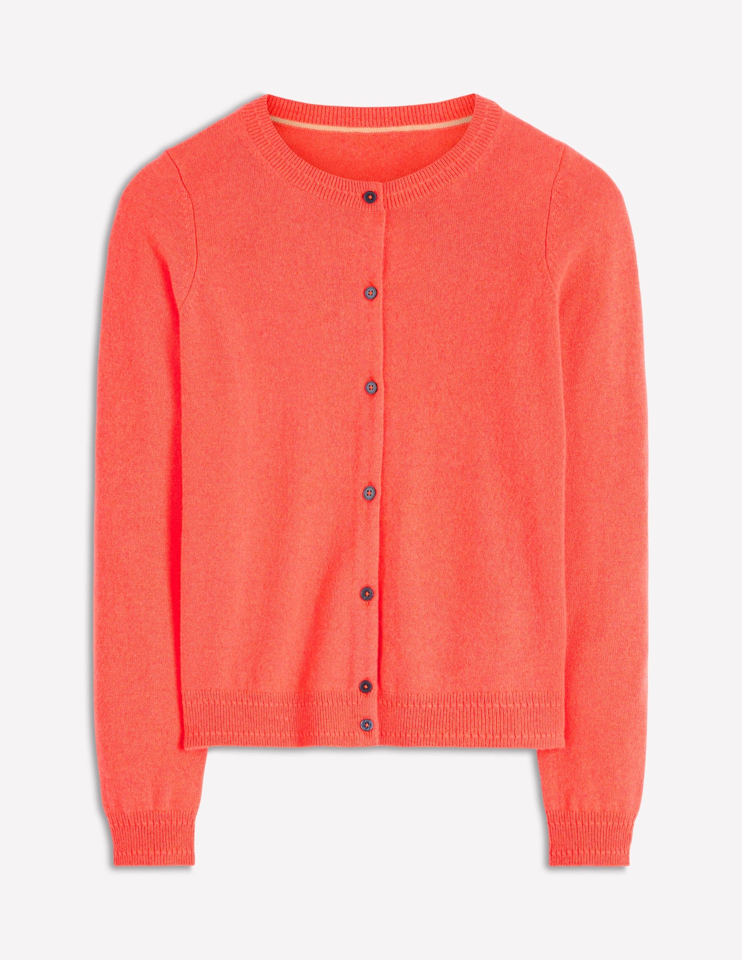 Eva Cashmere Crew Cardigan-Fiery Orange Melange