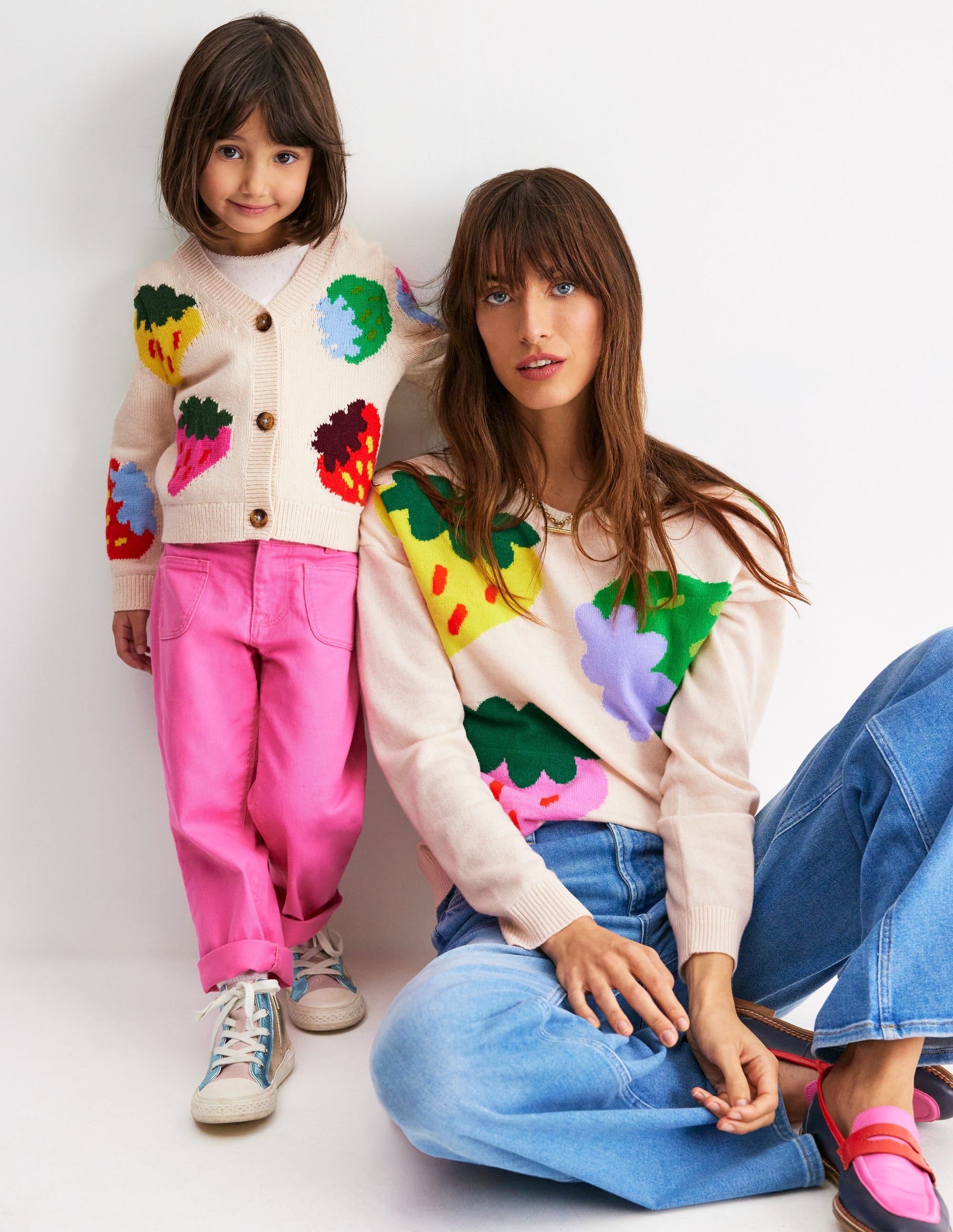 Lydia Cashmere Jumper-Ecru, Strawberries - Image 6
