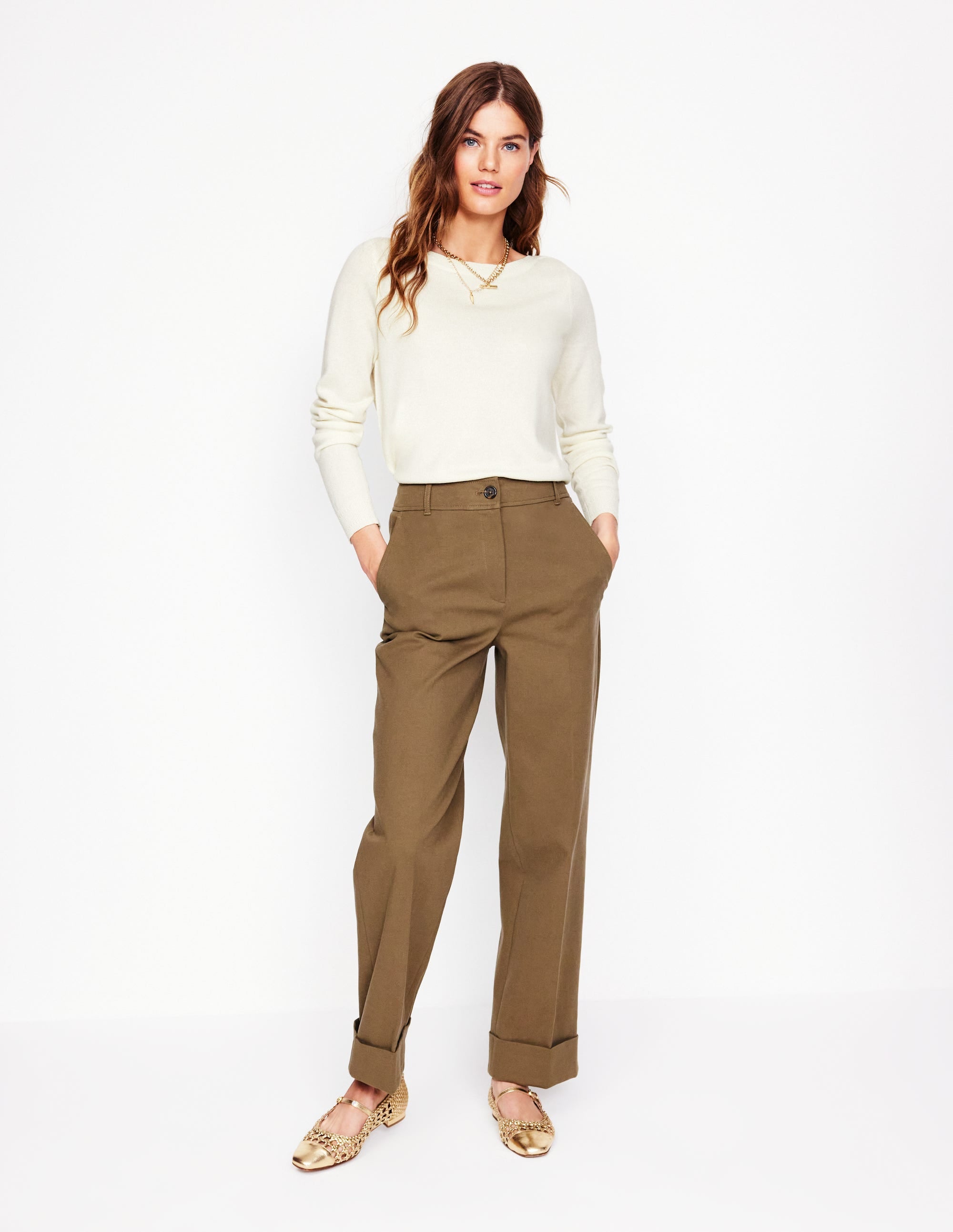 Eva Cashmere Boat Neck Jumper-Warm Ivory - Image 4