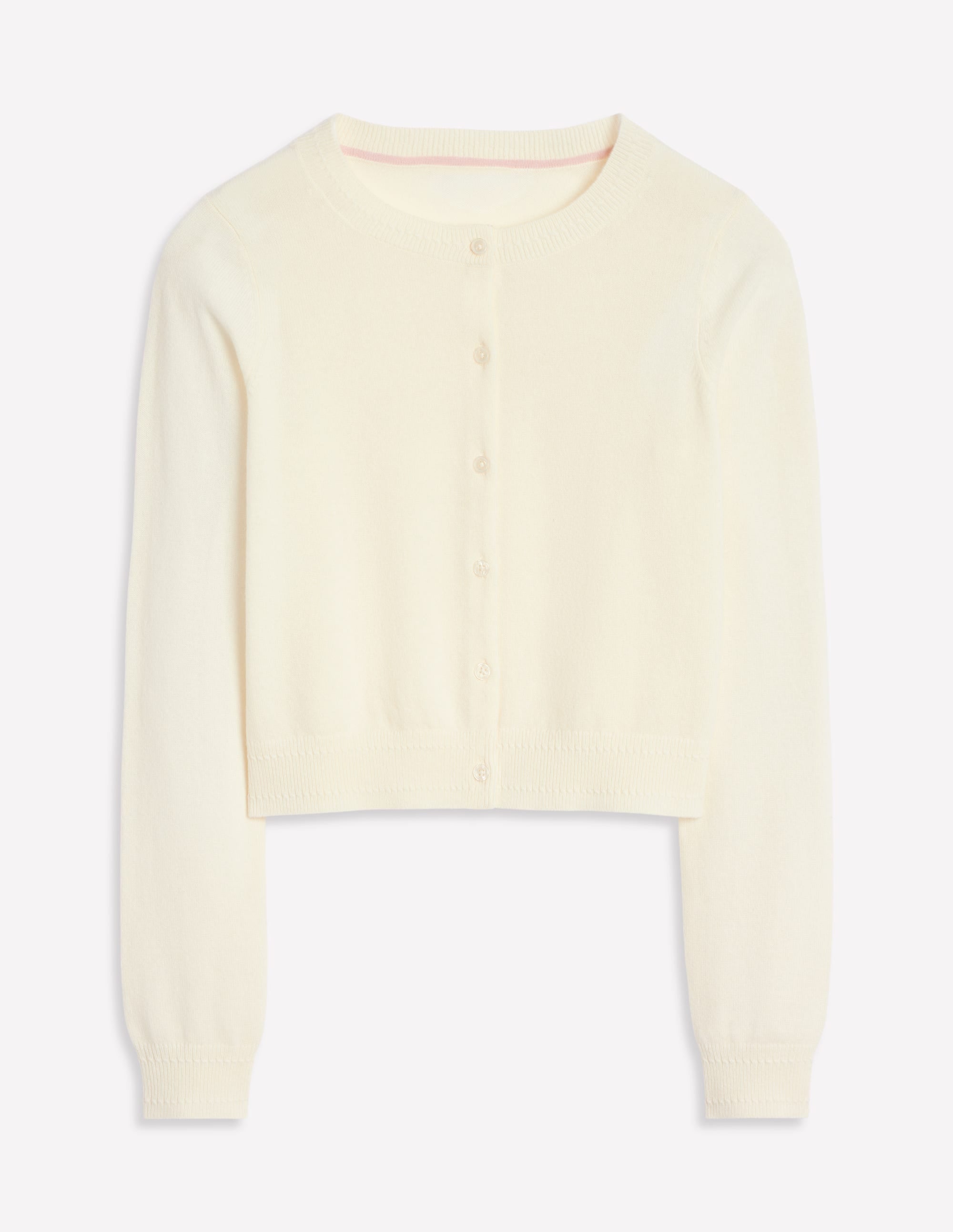 Eva Cashmere Cropped Cardigan-Warm Ivory - Image 5