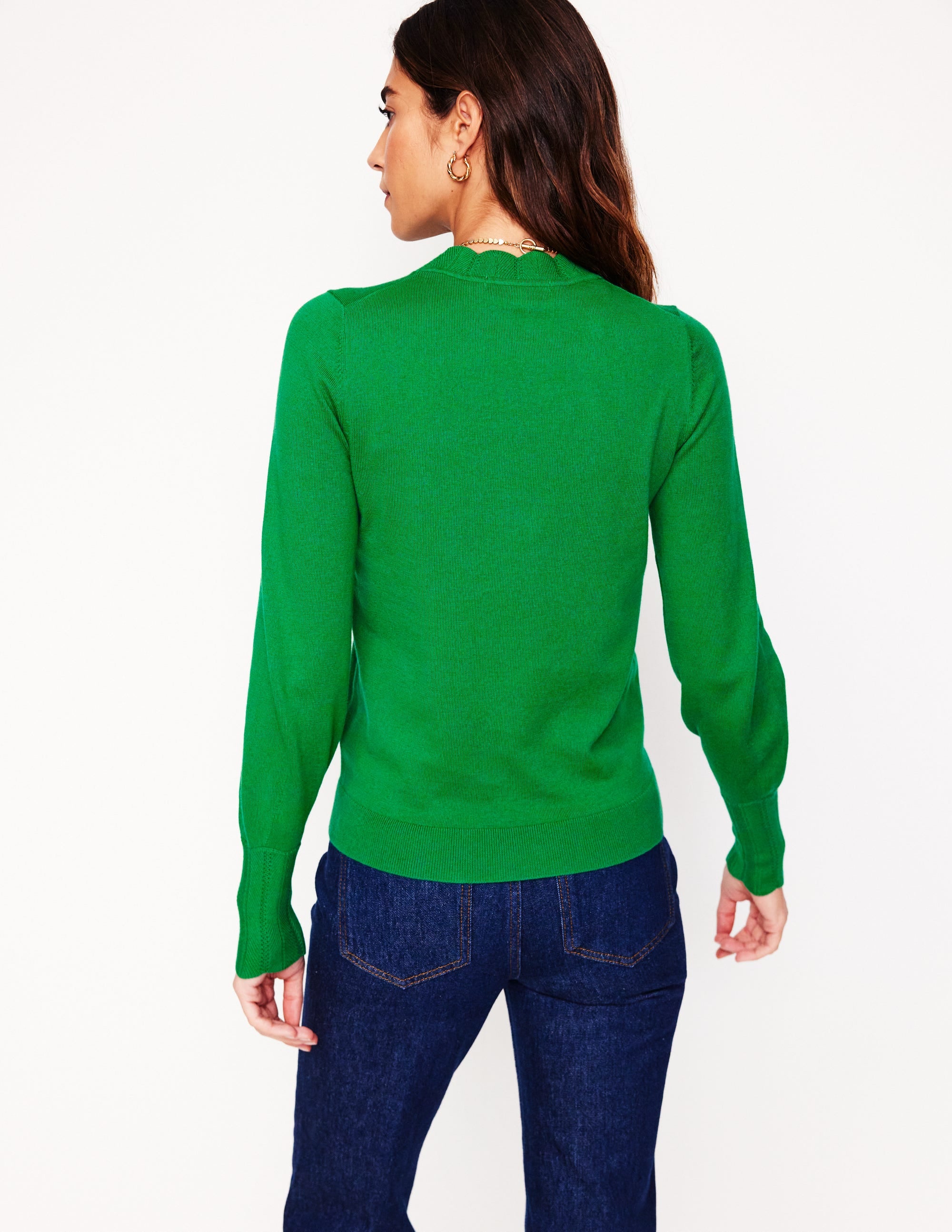 Imi Scallop Trim Jumper-Rich Emerald - Image 3