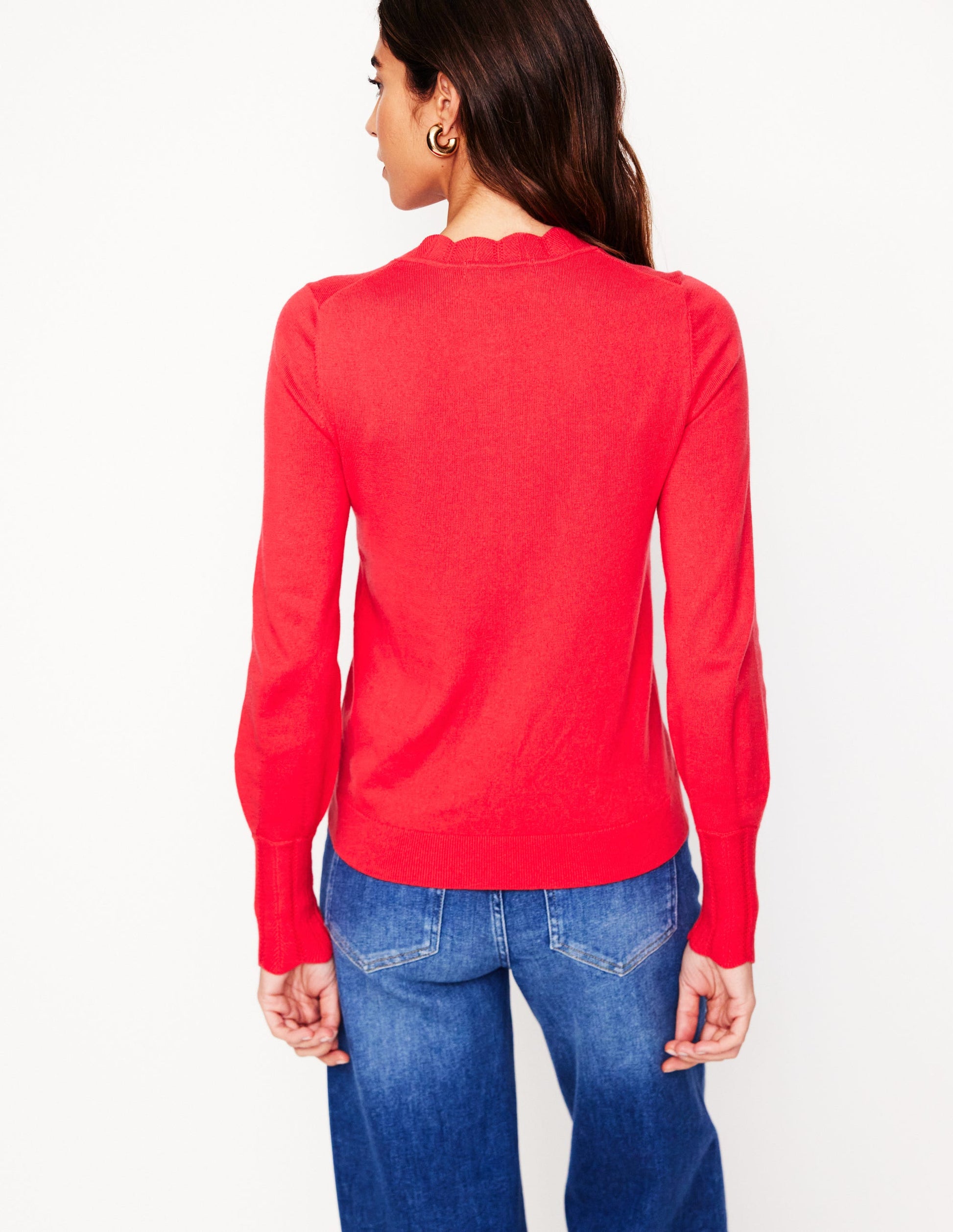 Imi Scalloped Cardigan-Strawberry Tart  Red-3