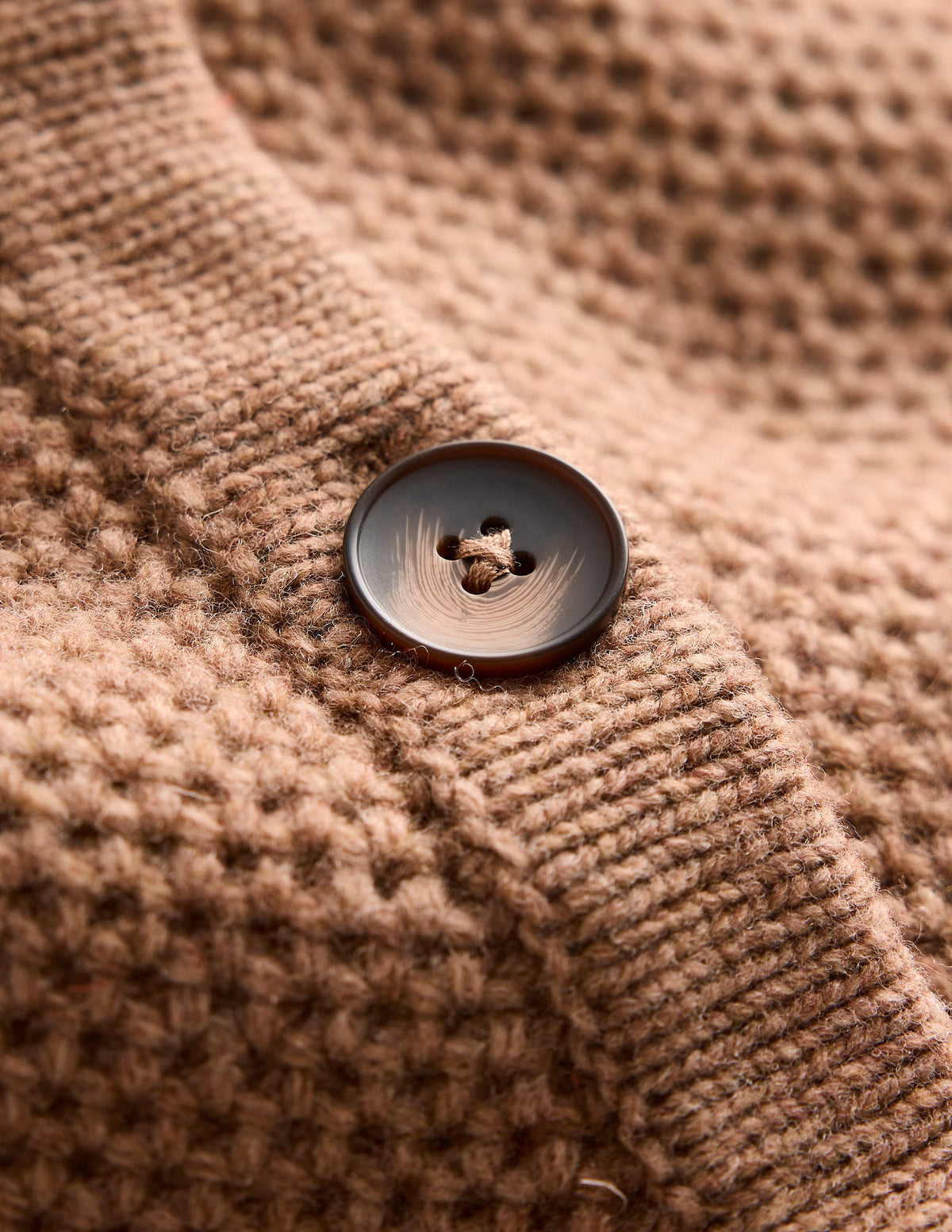 Textured Stitch Cardigan-Praline Brown - Image 6