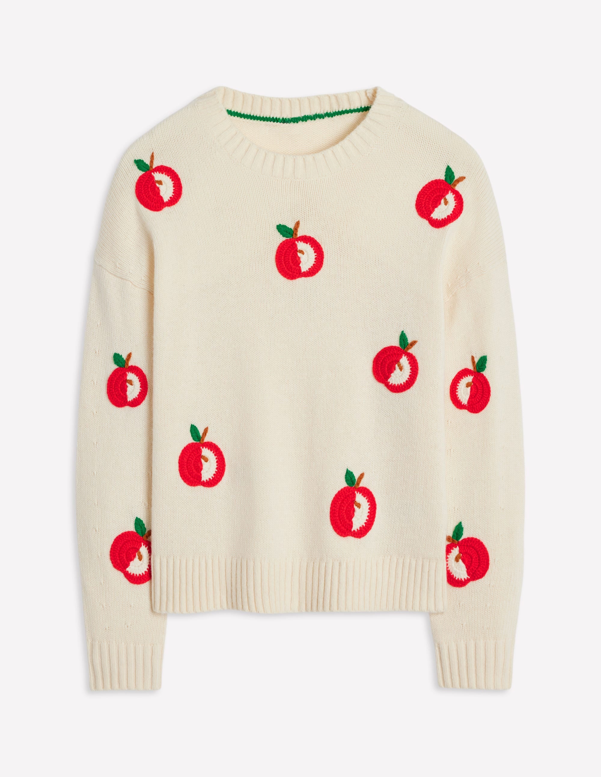 Natalie Embroidered Jumper-Warm Ivory, Apples - Image 8