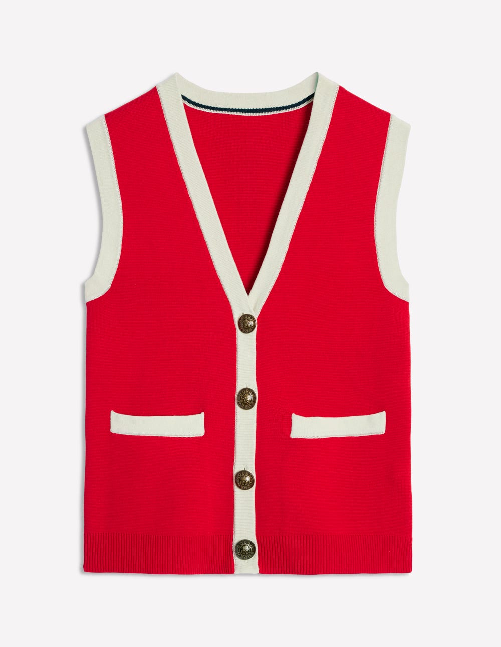 Holly Knitted Waistcoat-Poppy Red - Image 5