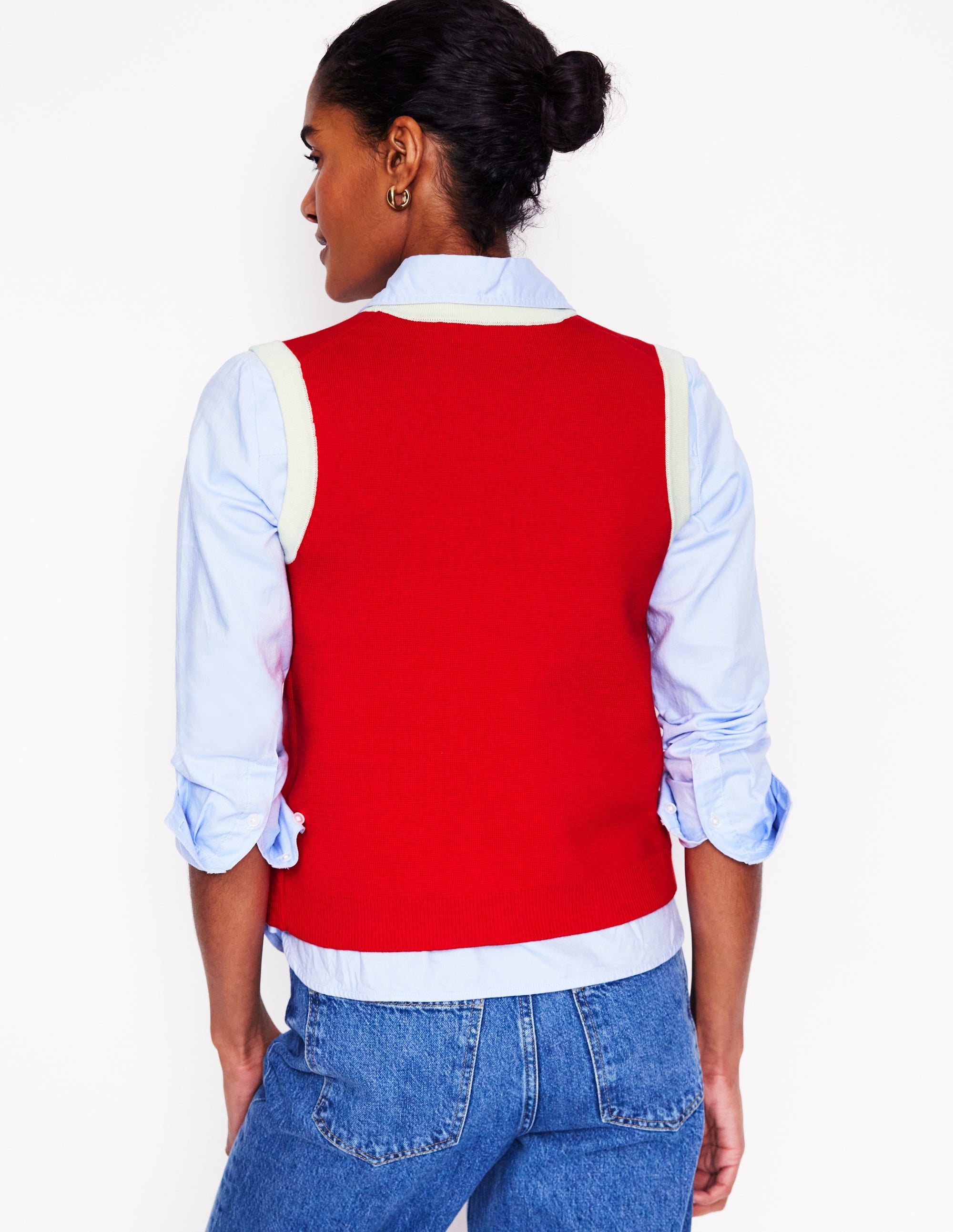 Holly Knitted Waistcoat-Poppy Red - Image 3