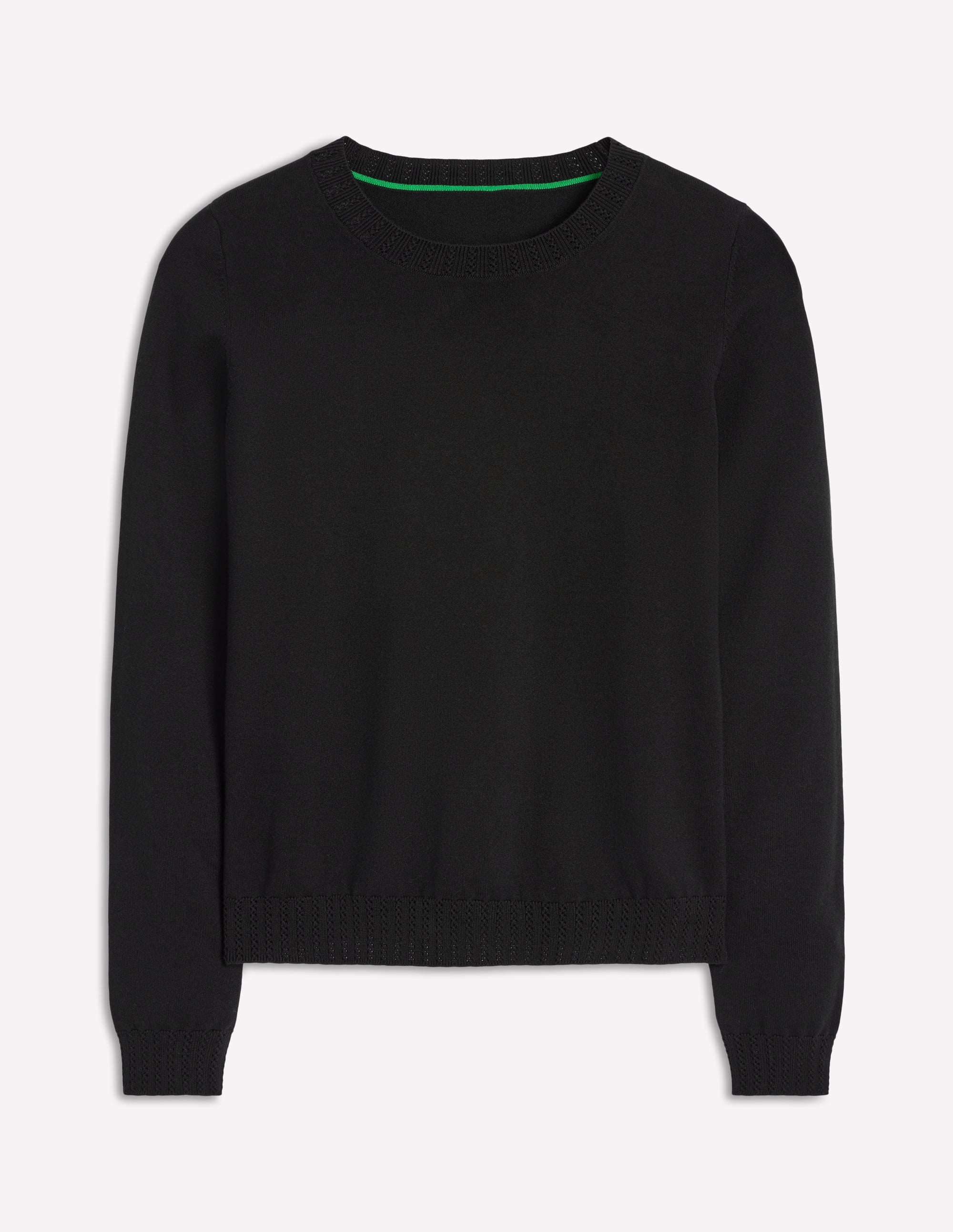 Emilia Cotton Crew Jumper-Black - Image 5