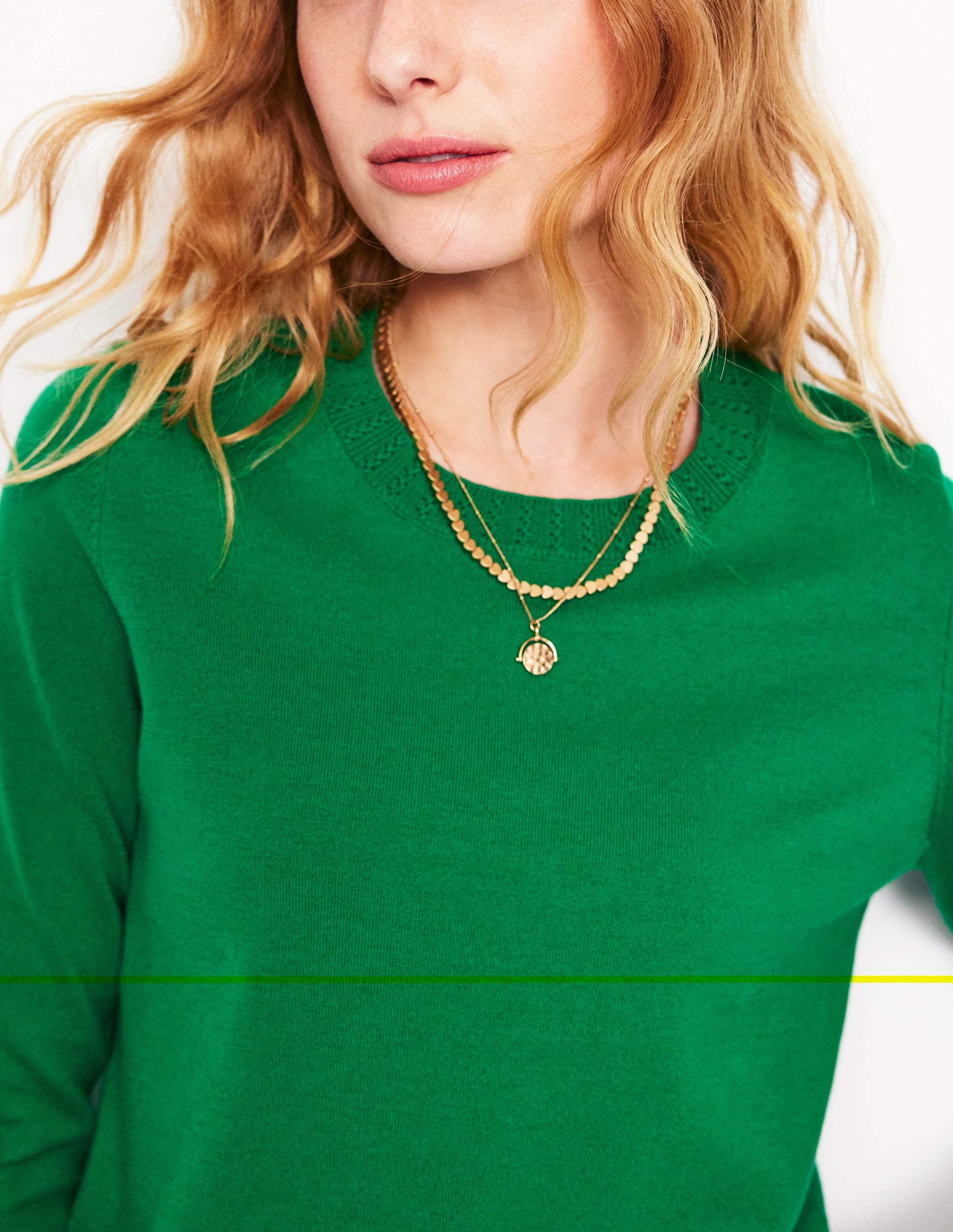 Emilia Cotton Crew Jumper-Rich Emerald - Image 2