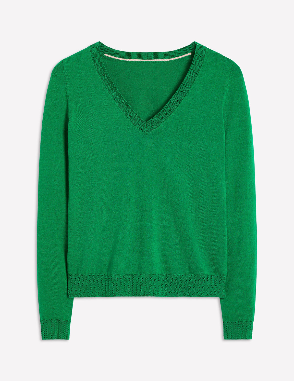 Emilia Cotton V-Neck Jumper-Rich Emerald - Image 5