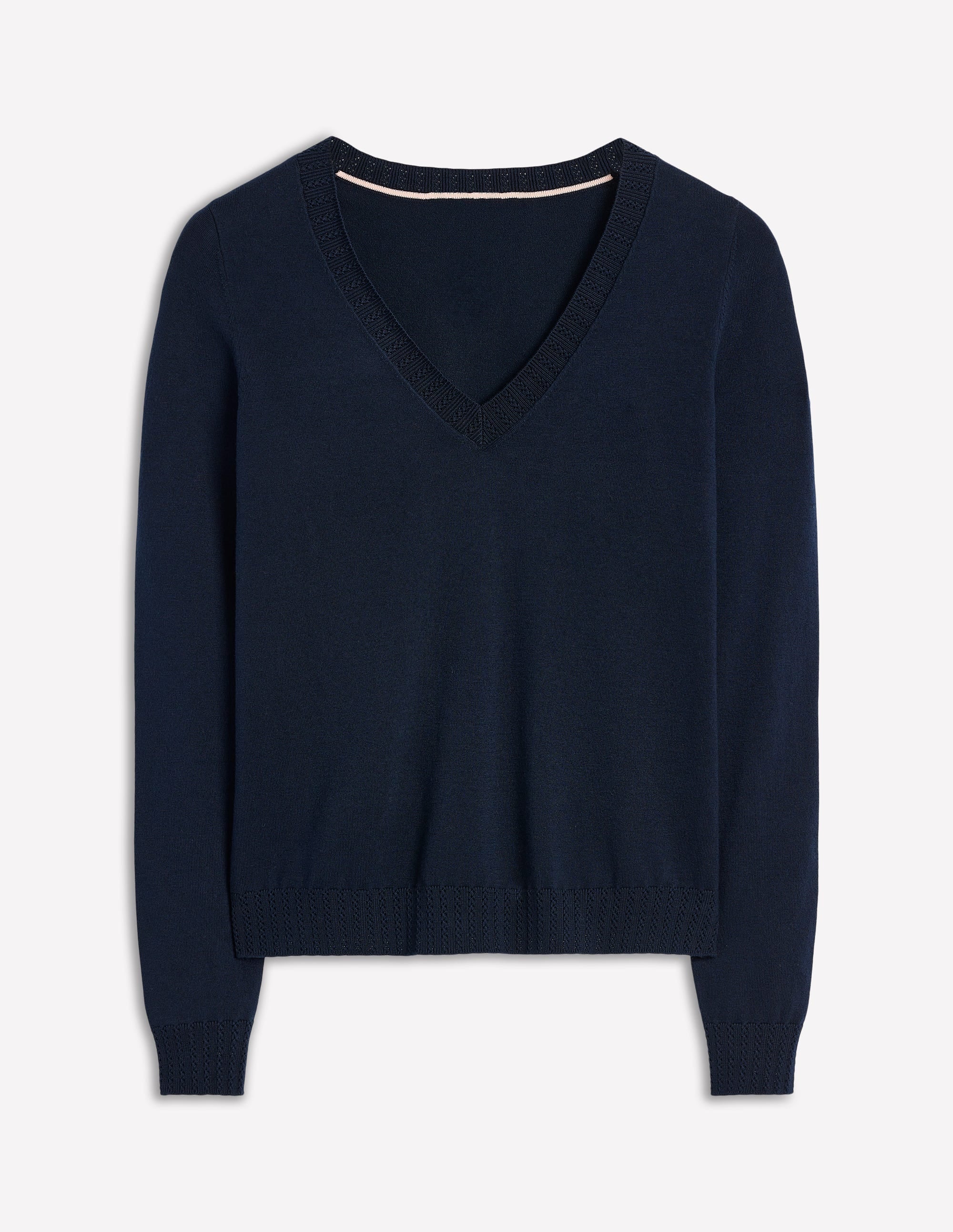 Emilia Cotton V-Neck Jumper-Navy - Image 8