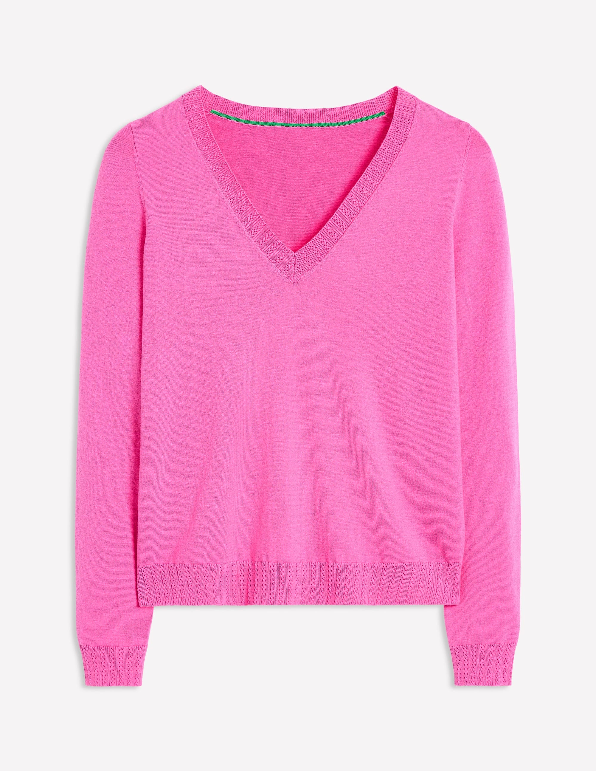 Emilia Cotton V-Neck Jumper-Tickled Pink - Image 5