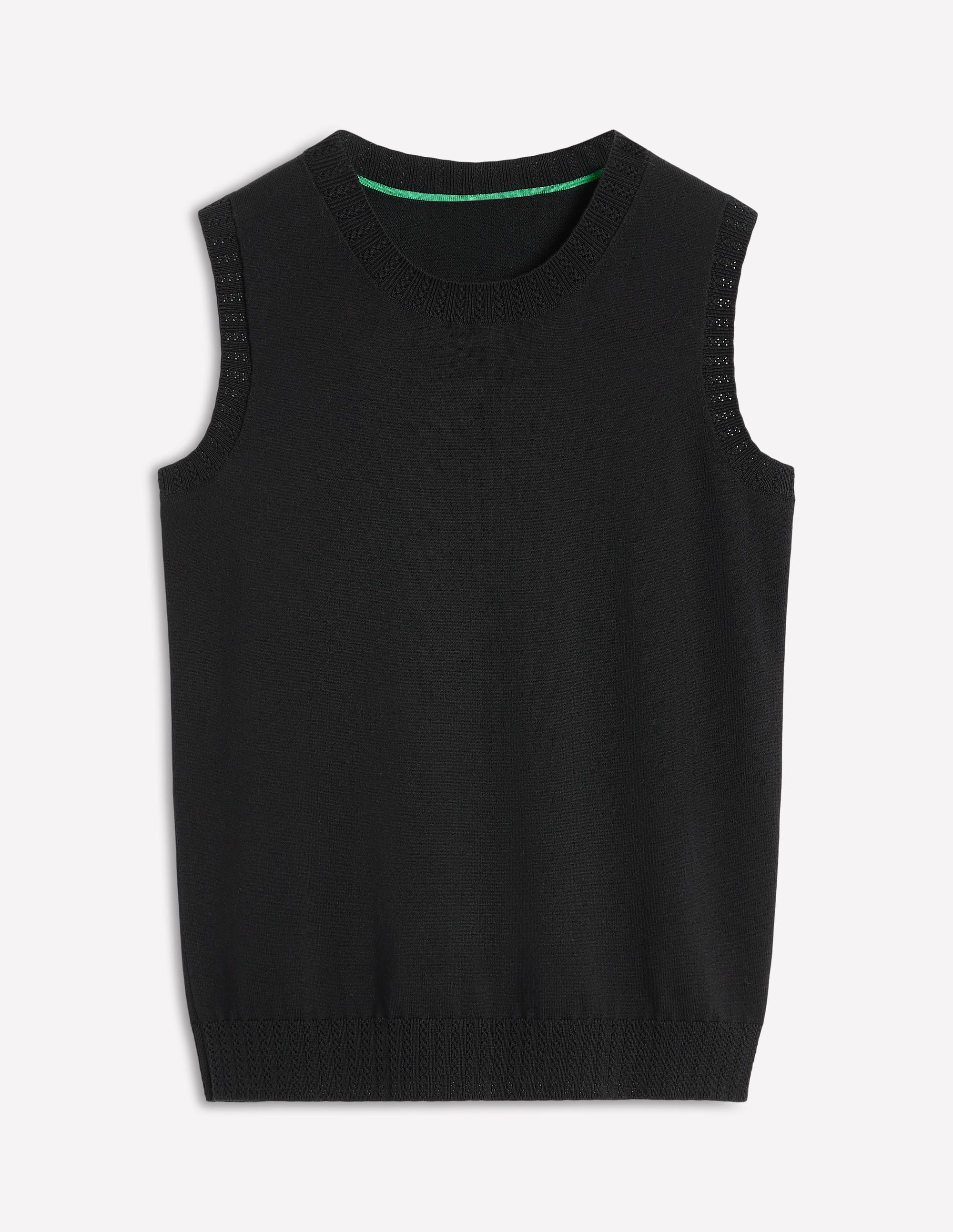 Emilia Cotton Crew Neck Tank-Black - Image 6