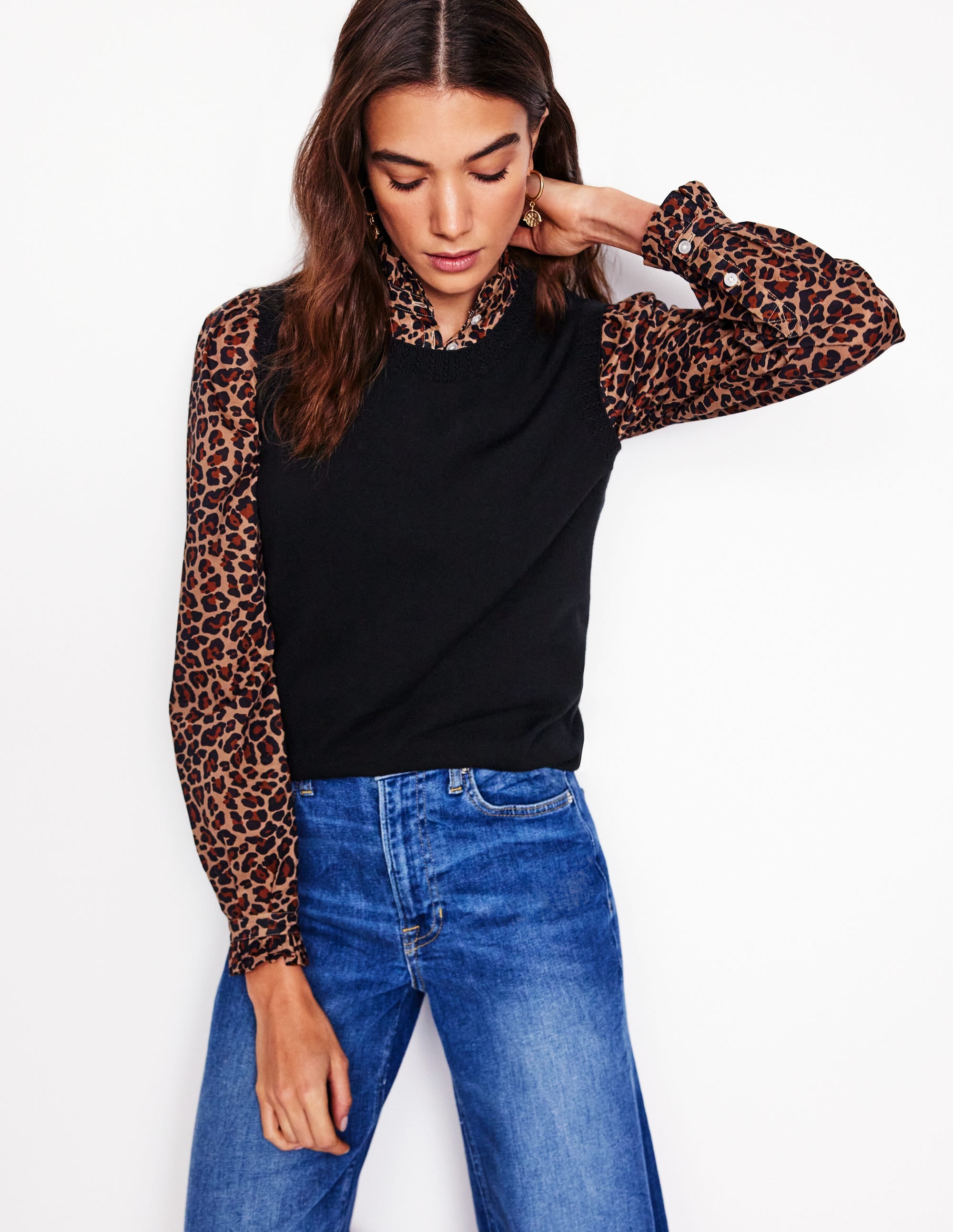 Emilia Cotton Crew Neck Tank-Black - Image 5