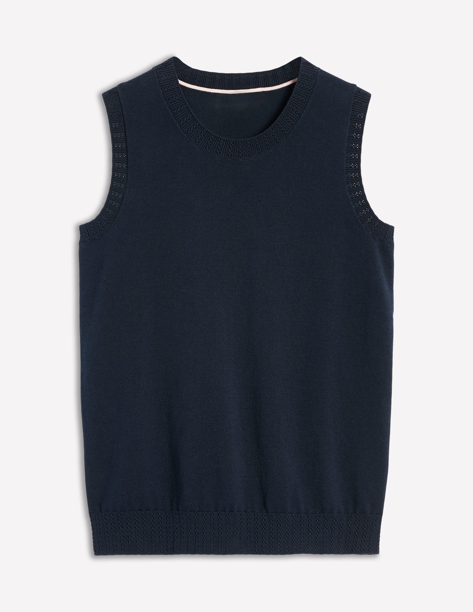 Emilia Cotton Crew Neck Tank-Navy - Image 7