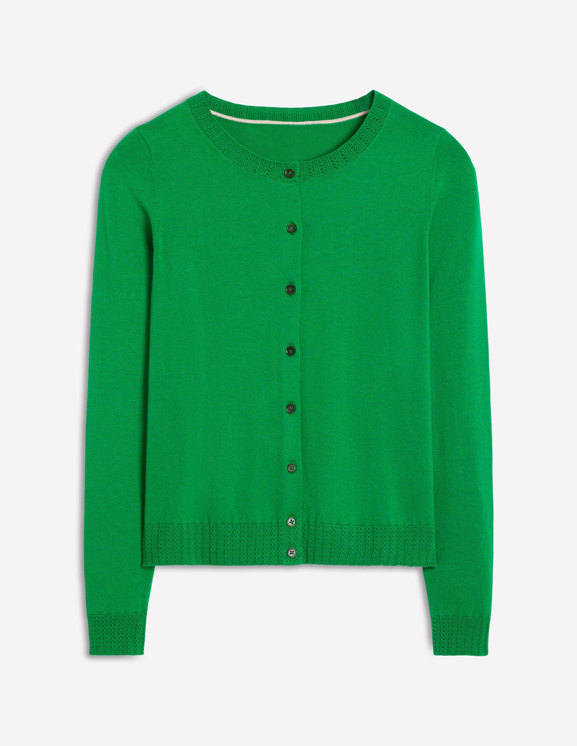 Emilia Cotton Crew Cardigan-Rich Emerald - Image 5
