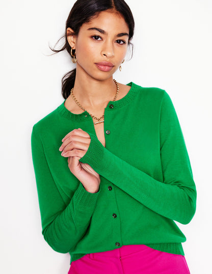 Emilia Cotton Crew Cardigan-Rich Emerald-1