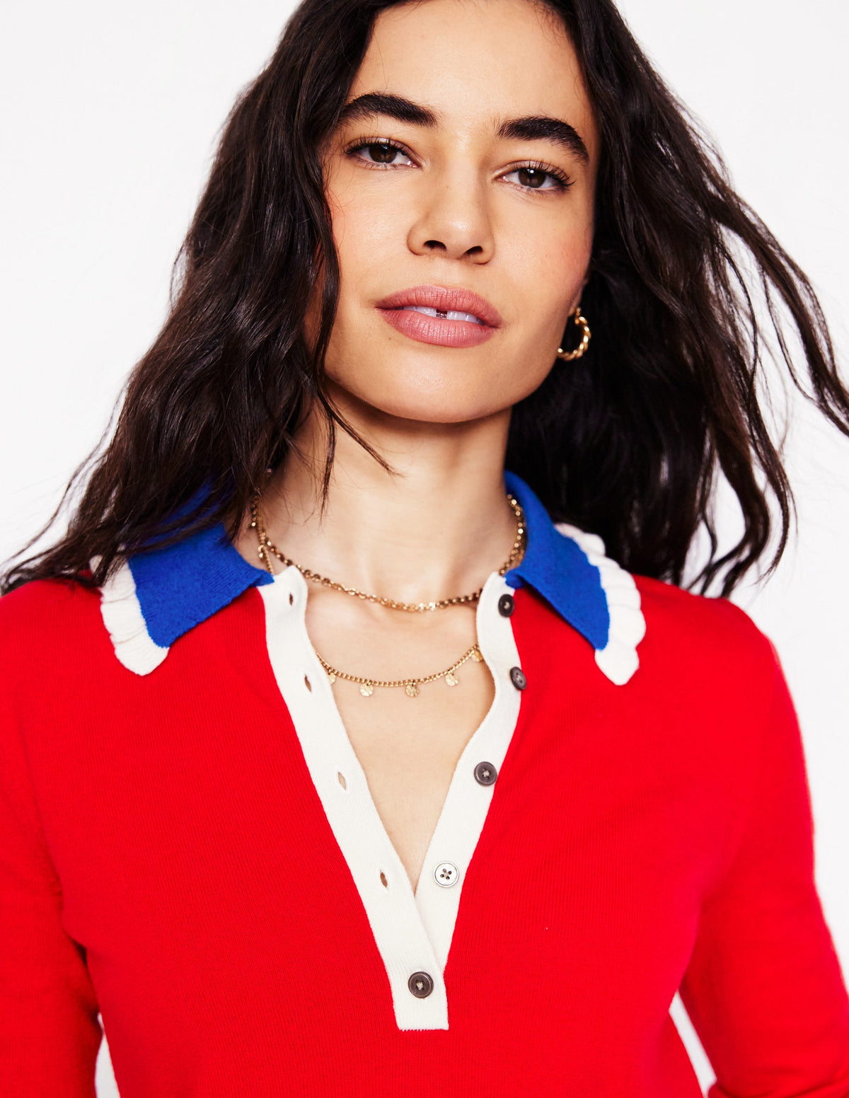 Cotton-Blend Frill Jumper-Poppy Red - Image 2